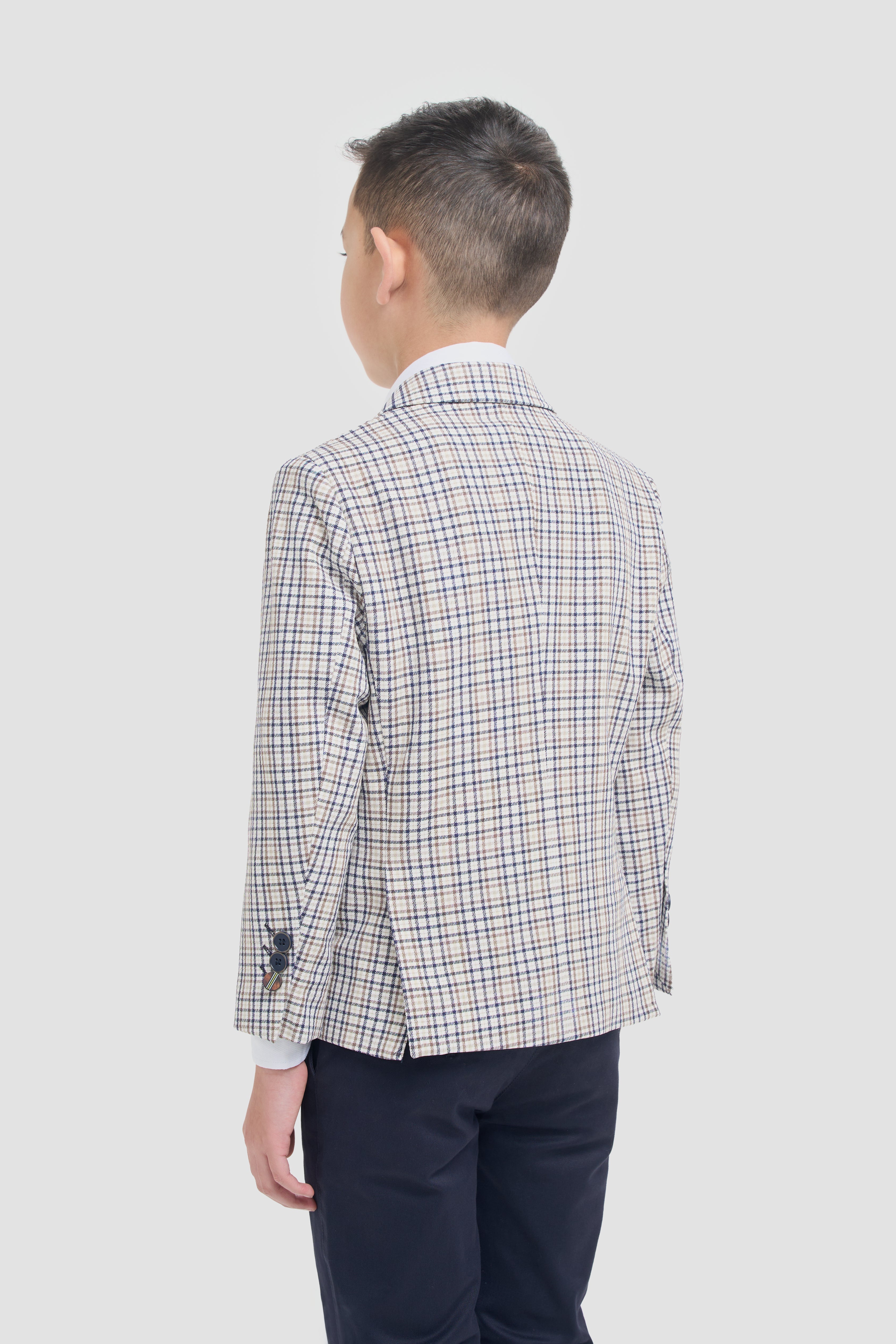 Jungen Slim Fit Mini-Karo-Blazer - Ennis - Beige