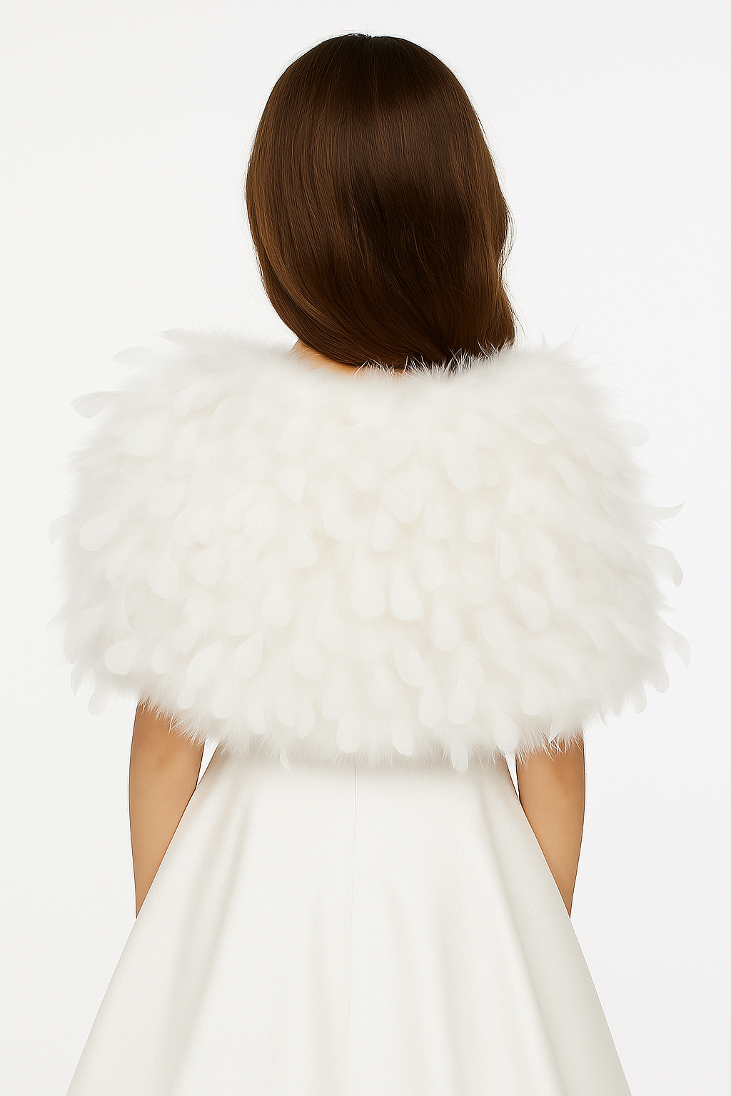Elegant Feather Cape Bolero for Girls - Ivory Back Picture