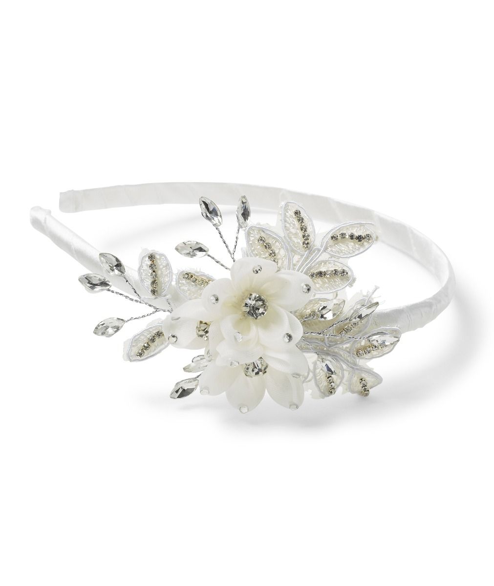 Elegantes Mädchen Blumen Kristall Stirnband - CHB002 - Elfenbein