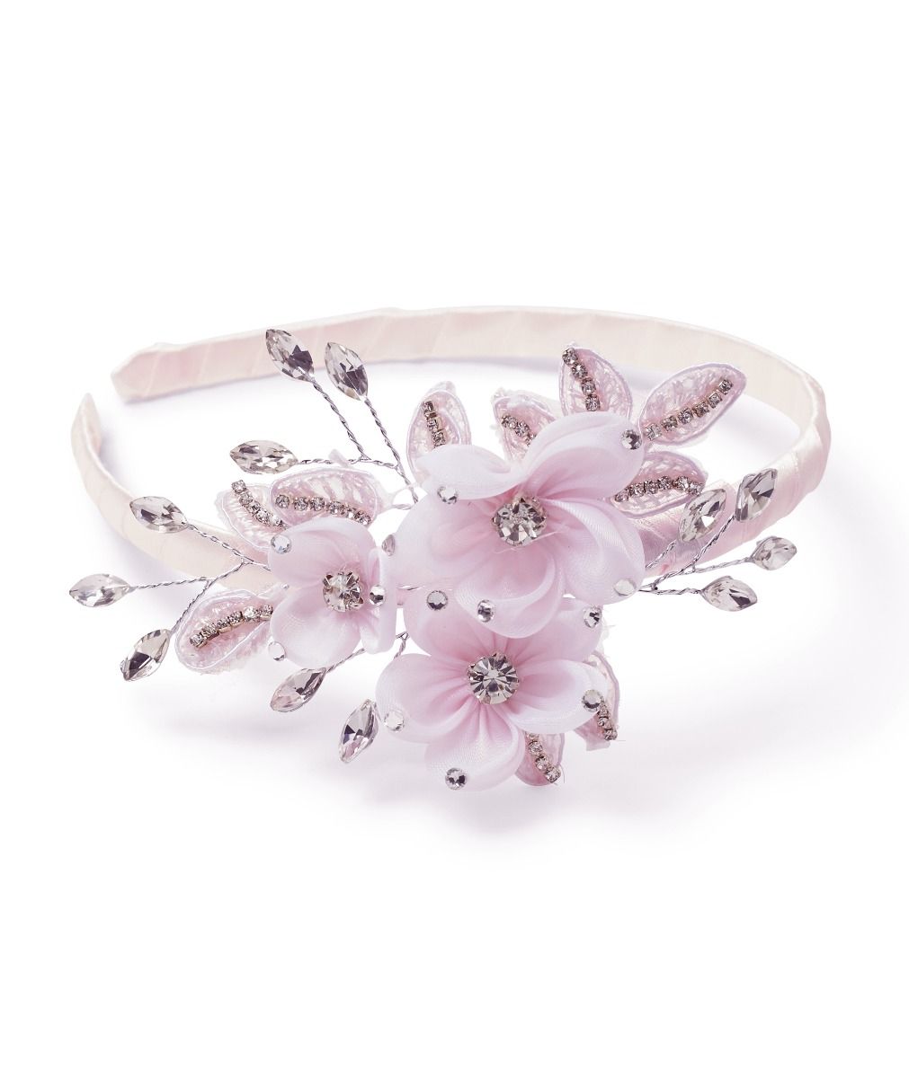 Elegant Girls Floral Crystal Headband - CHB002 - Pink