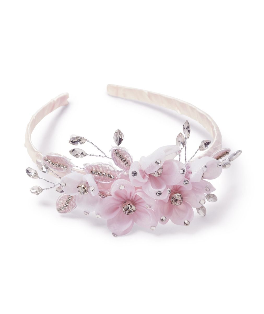 Diadema elegante para niñas con cristales florales - CHB002 - Rosa