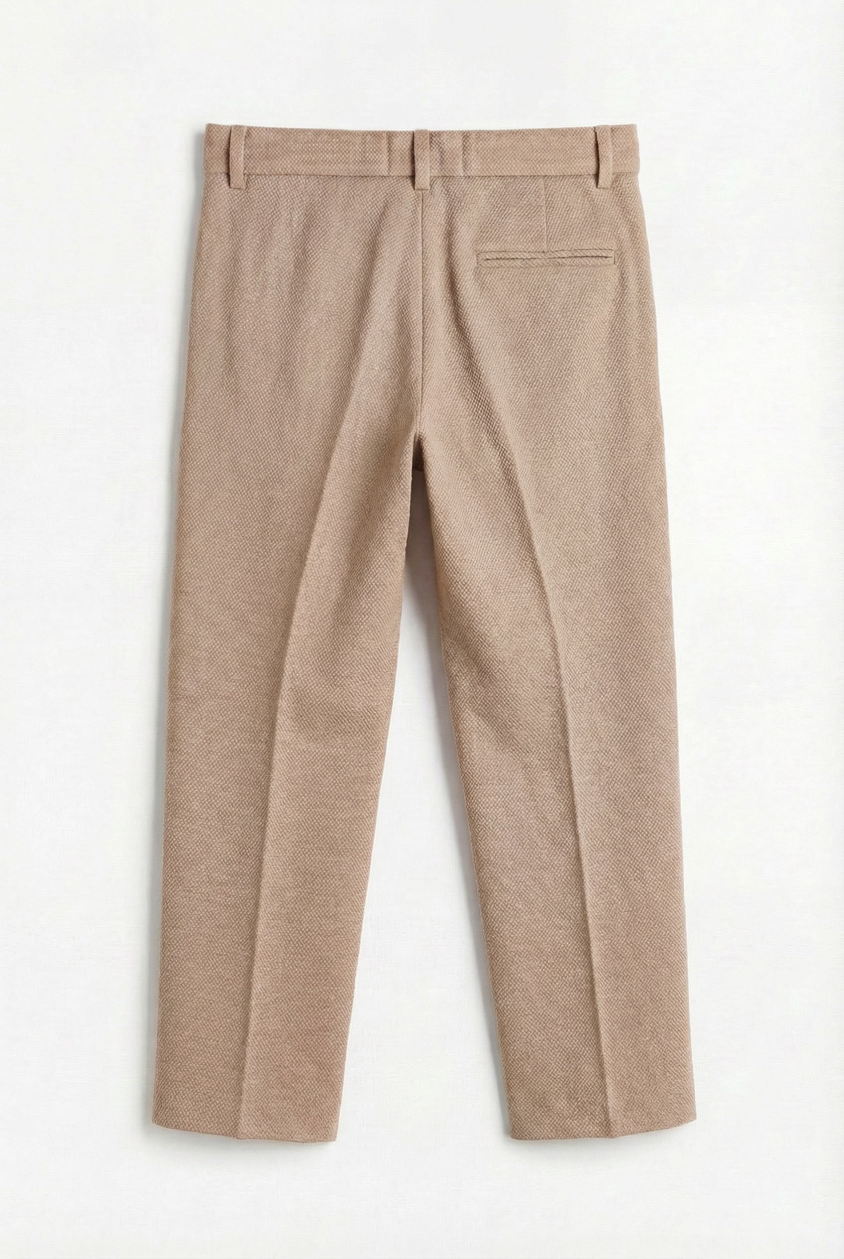 Traje de 5 piezas para niños con tejido texturizado y chaleco cruzado - Canela