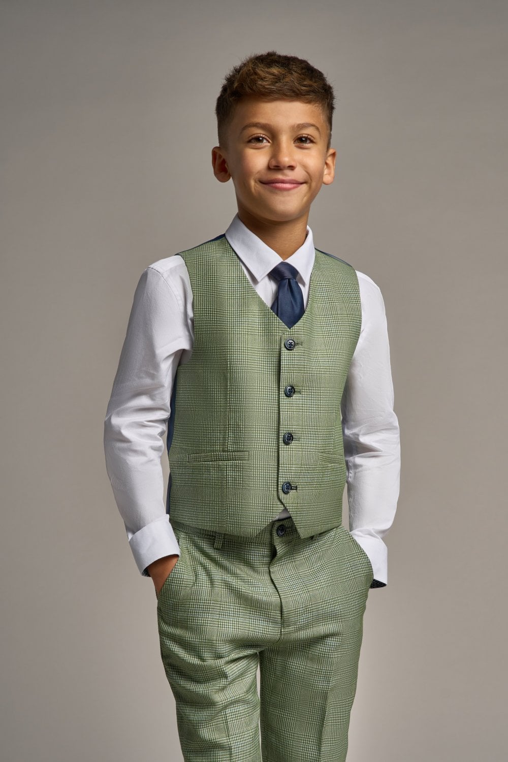 Father & Son Matching Glen Check Wool Tweed 3-Piece Suit Set - Caridi  Sage