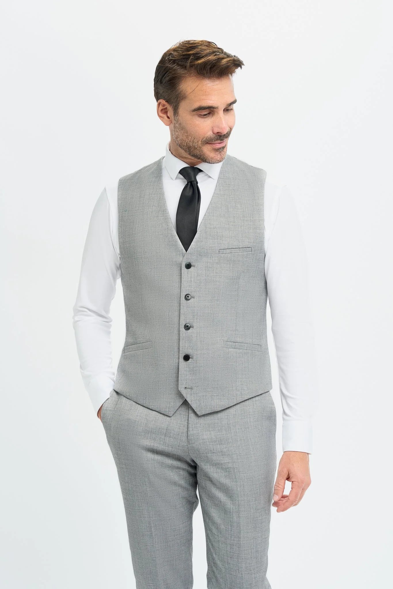 Ensemble costume 3 pièces coupe slim assorti père et fils - Gris Malibu