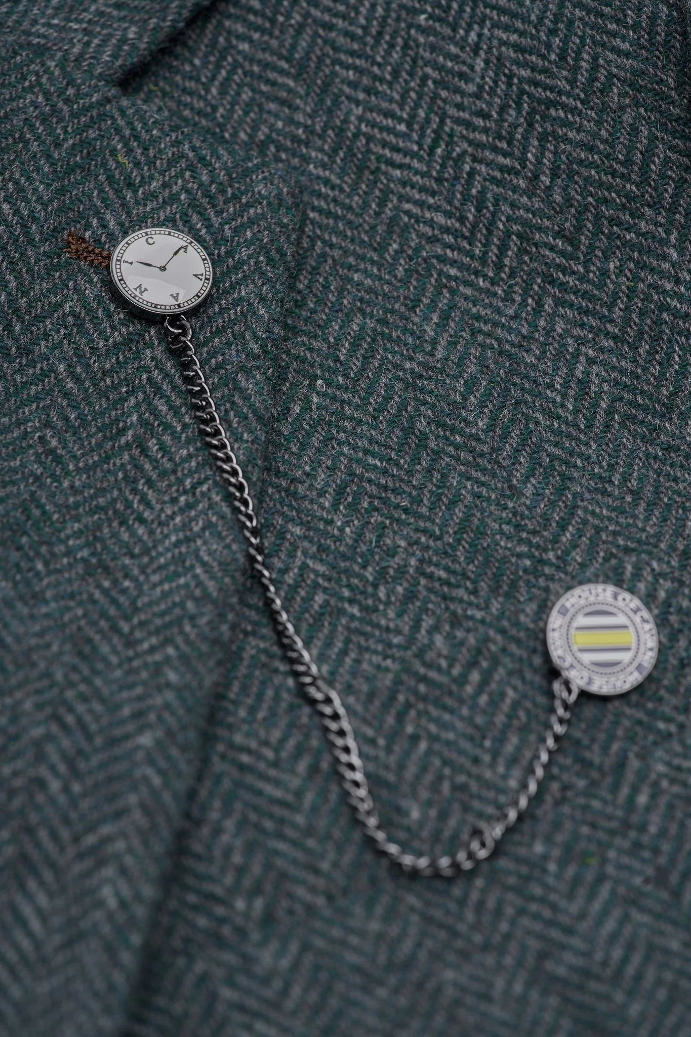 Conjunto de Traje de 3 Piezas de Lana con Espiga a Juego para Padre e Hijo - Thomas - Verde Lujoso