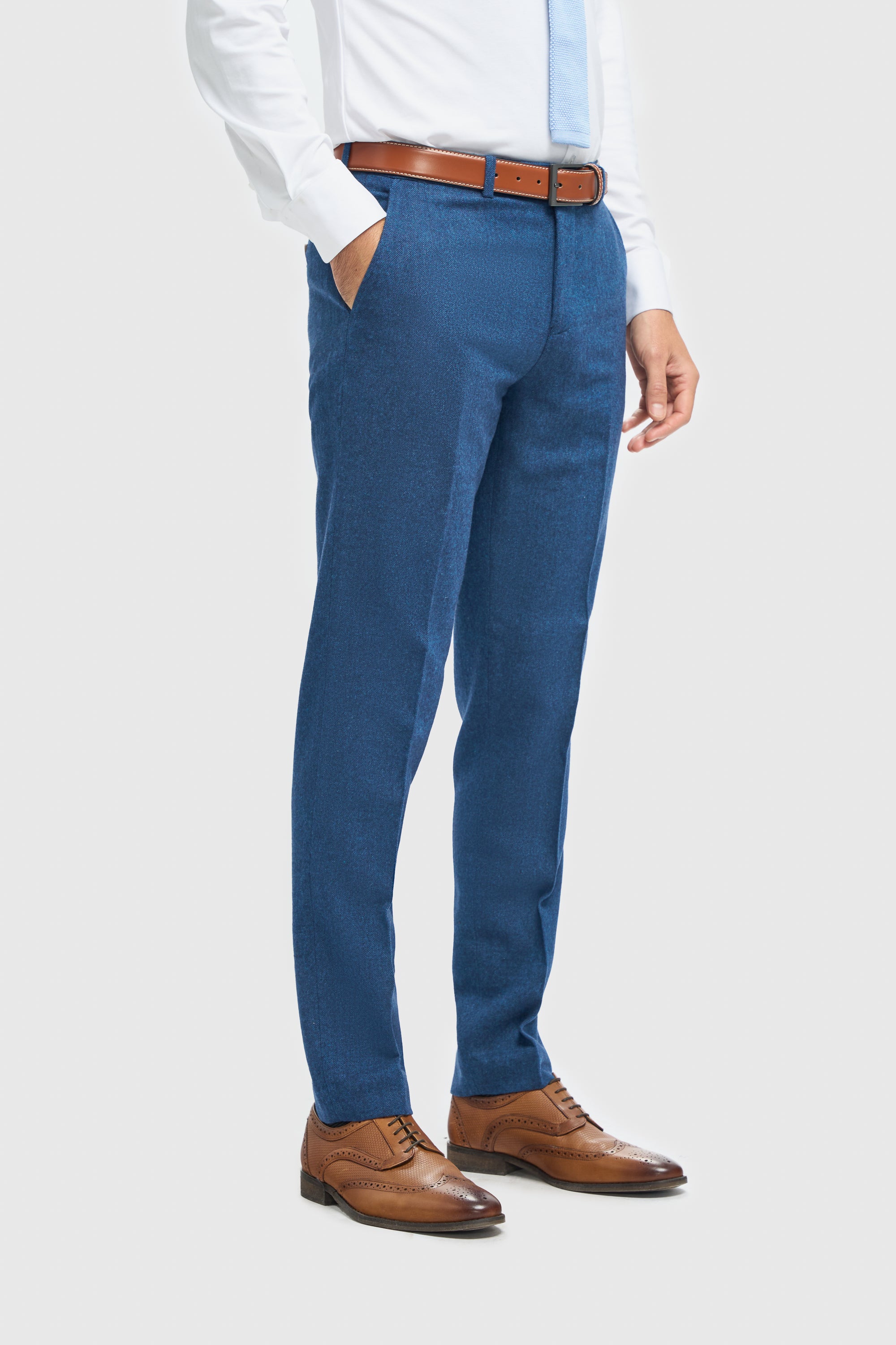 Ensemble de costume en tweed de laine assorti père et fils 3 pièces - Orson Bleu