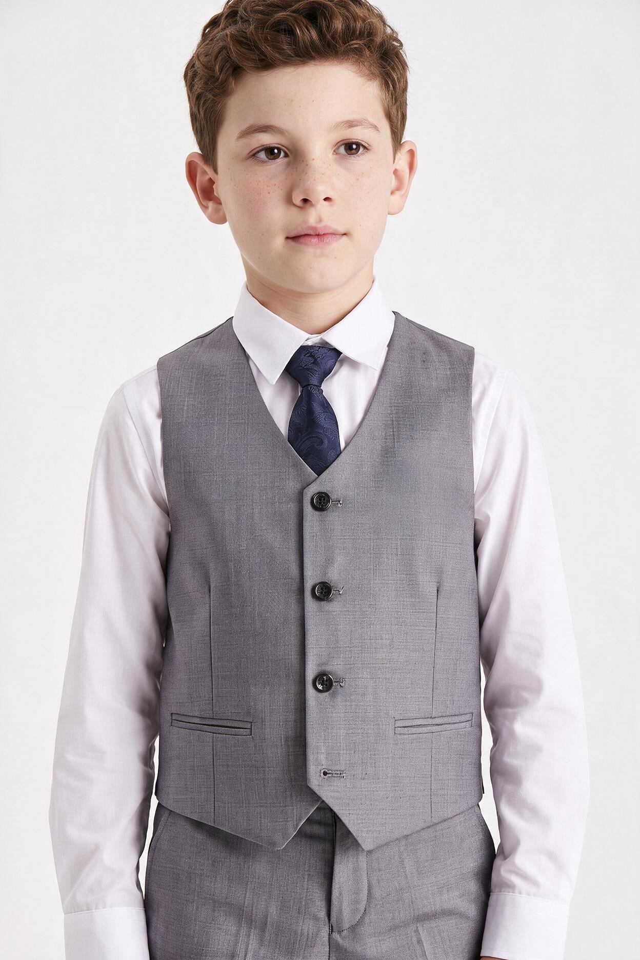 Conjunto de traje a juego de 3 piezas para padre e hijo con costura decorativa - Edward - Gris
