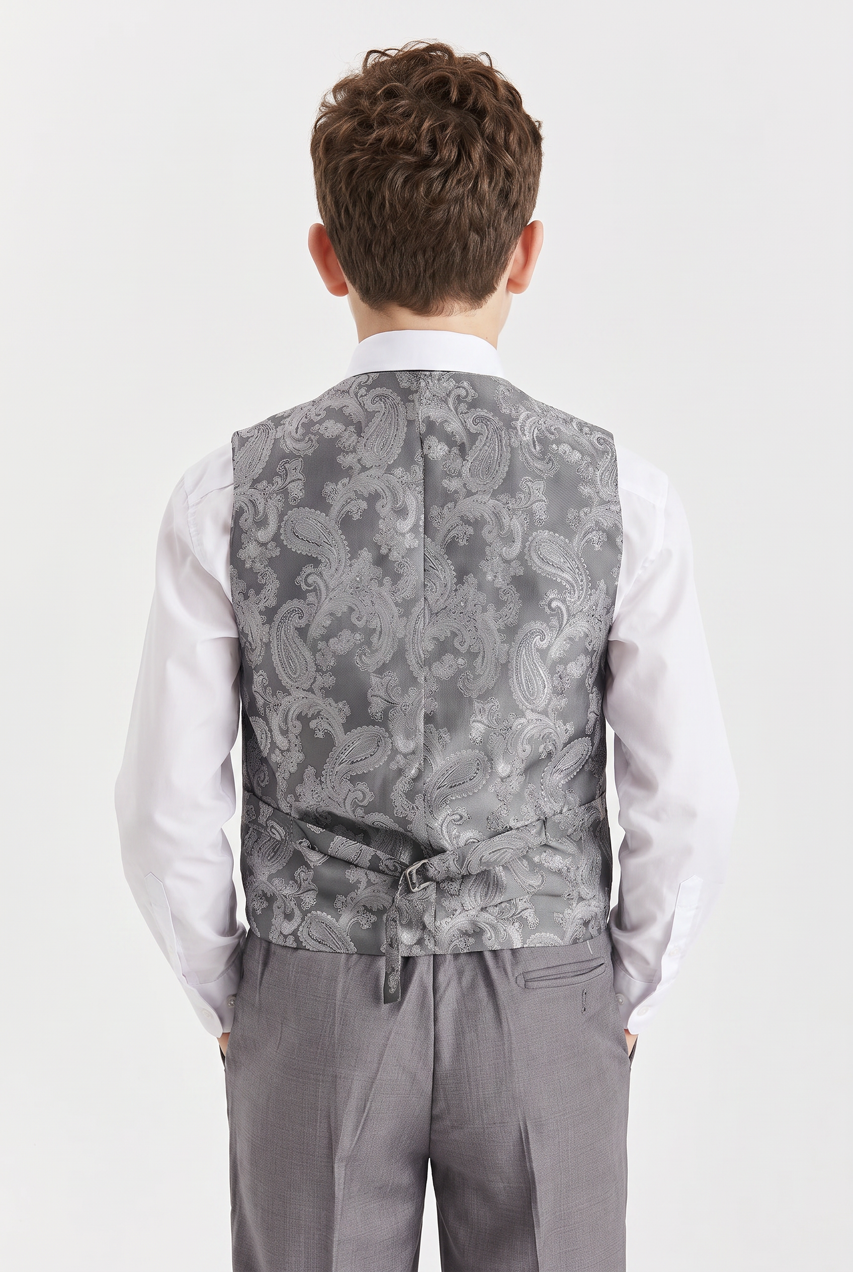 Conjunto de traje a juego de 3 piezas para padre e hijo con costura decorativa - Edward - Gris