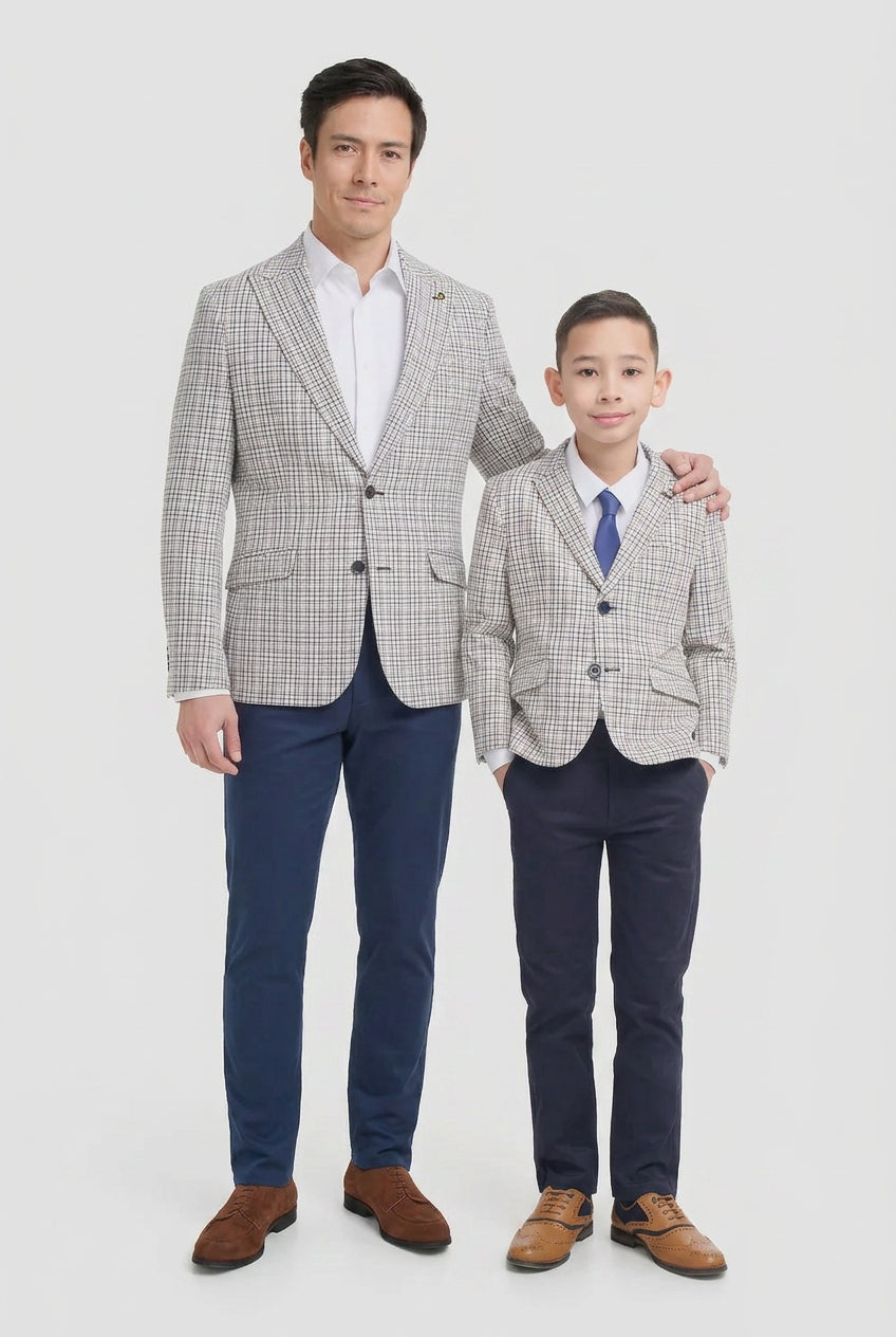 Vater & Sohn Passender Mini-Karo-Blazer - Beige