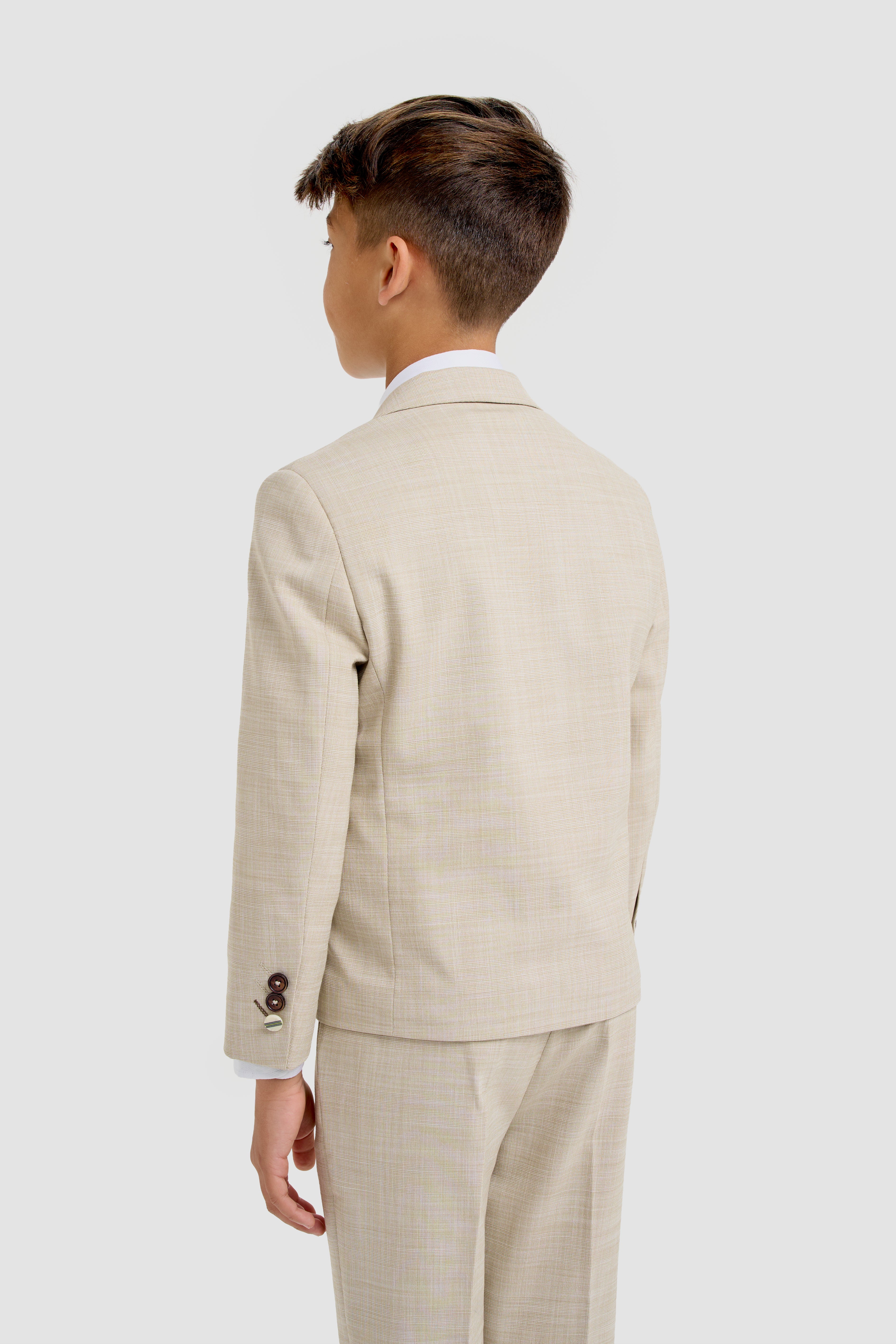Conjunto de Traje Texturizado a Juego para Padre e Hijo de 3 Piezas - Camden Beige