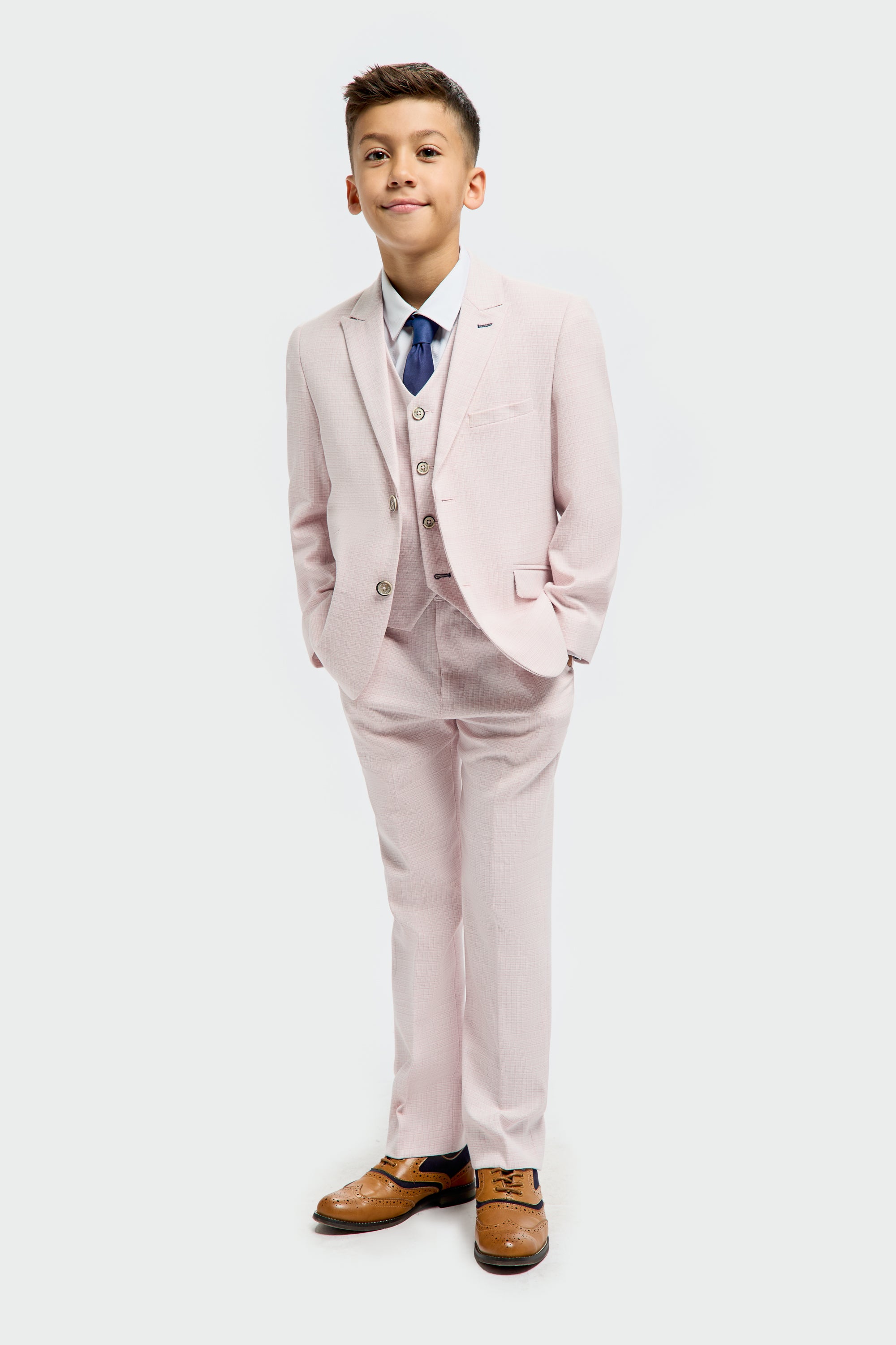 Father & Son Matching Textured 3-Piece Suit Set - Tropez Mauve