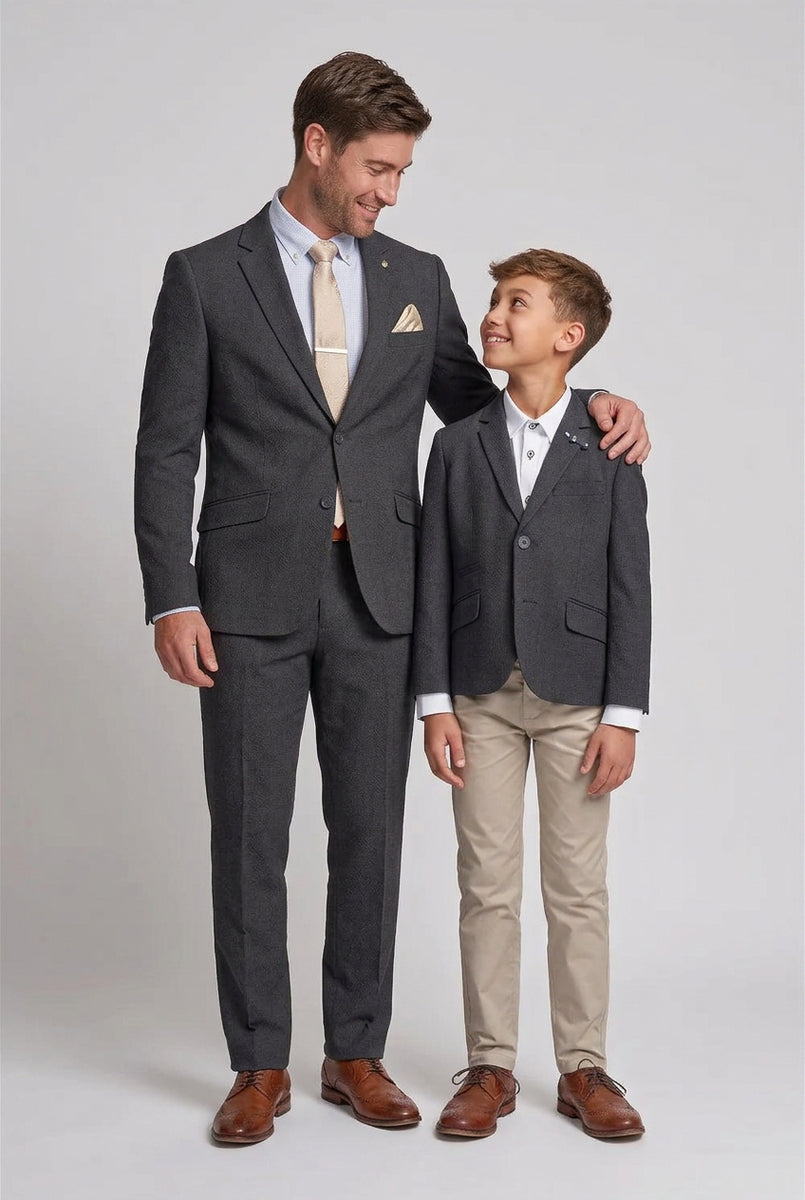 Men's Boys Navy Textured Blazer Father Son Bundle