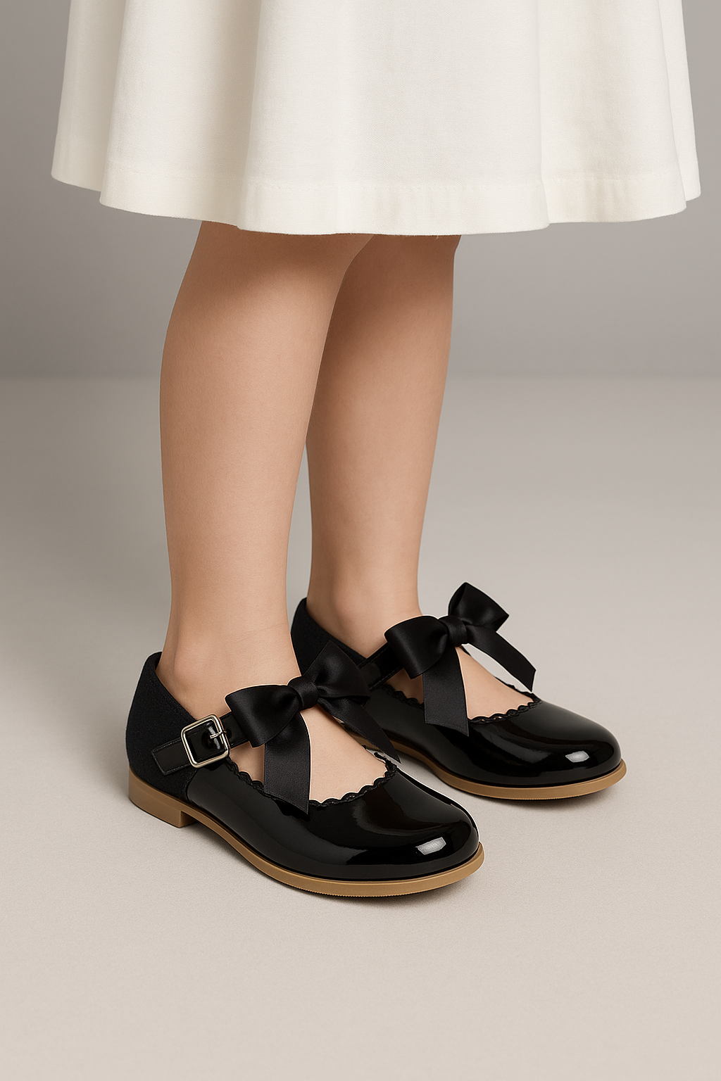 Girls Bow Patent Mary Jane Shoes – KRISTY - Black Model Picture