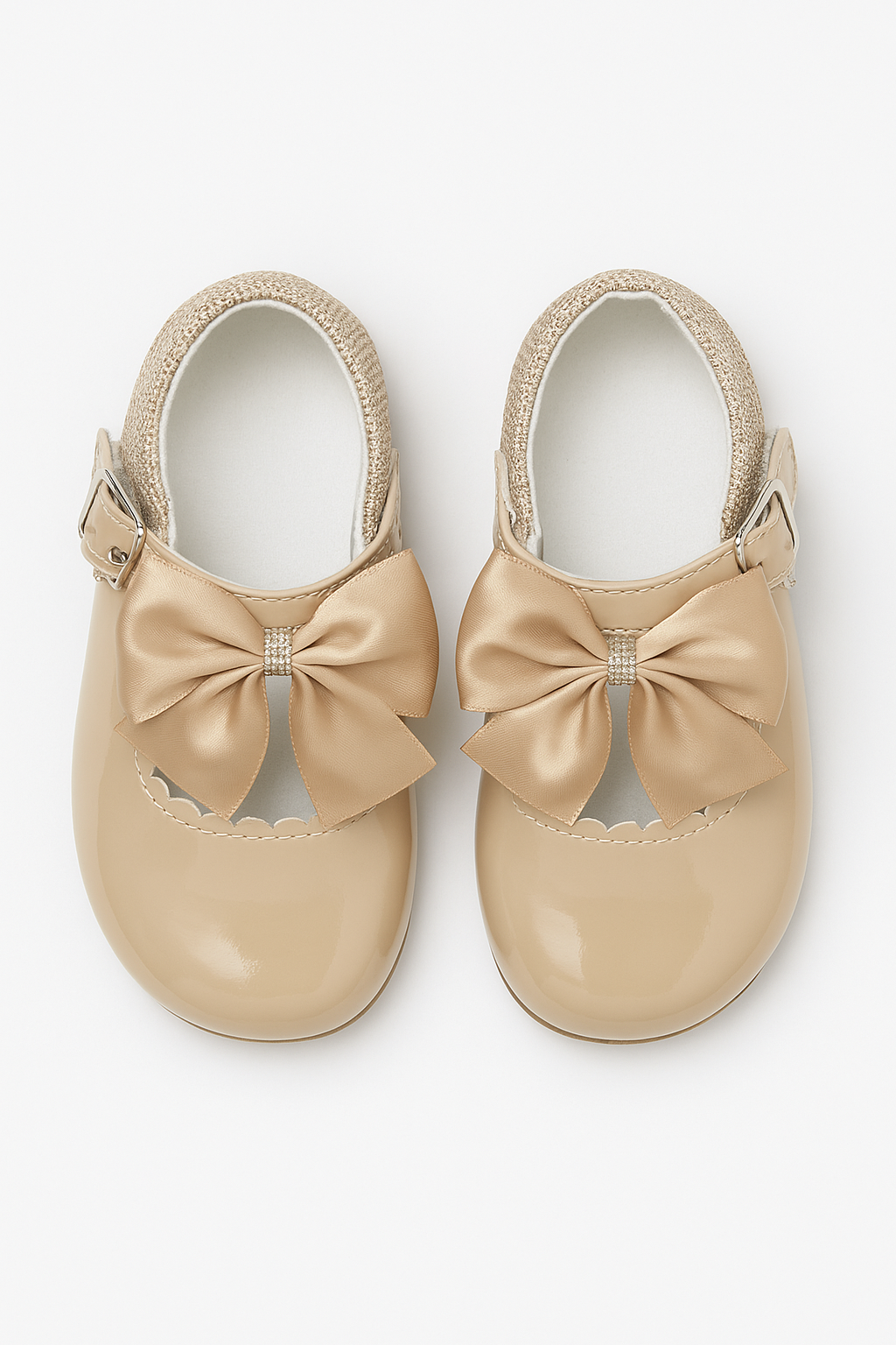 Girls Bow Patent Mary Jane Shoes – KRISTY - Camel Front Picture