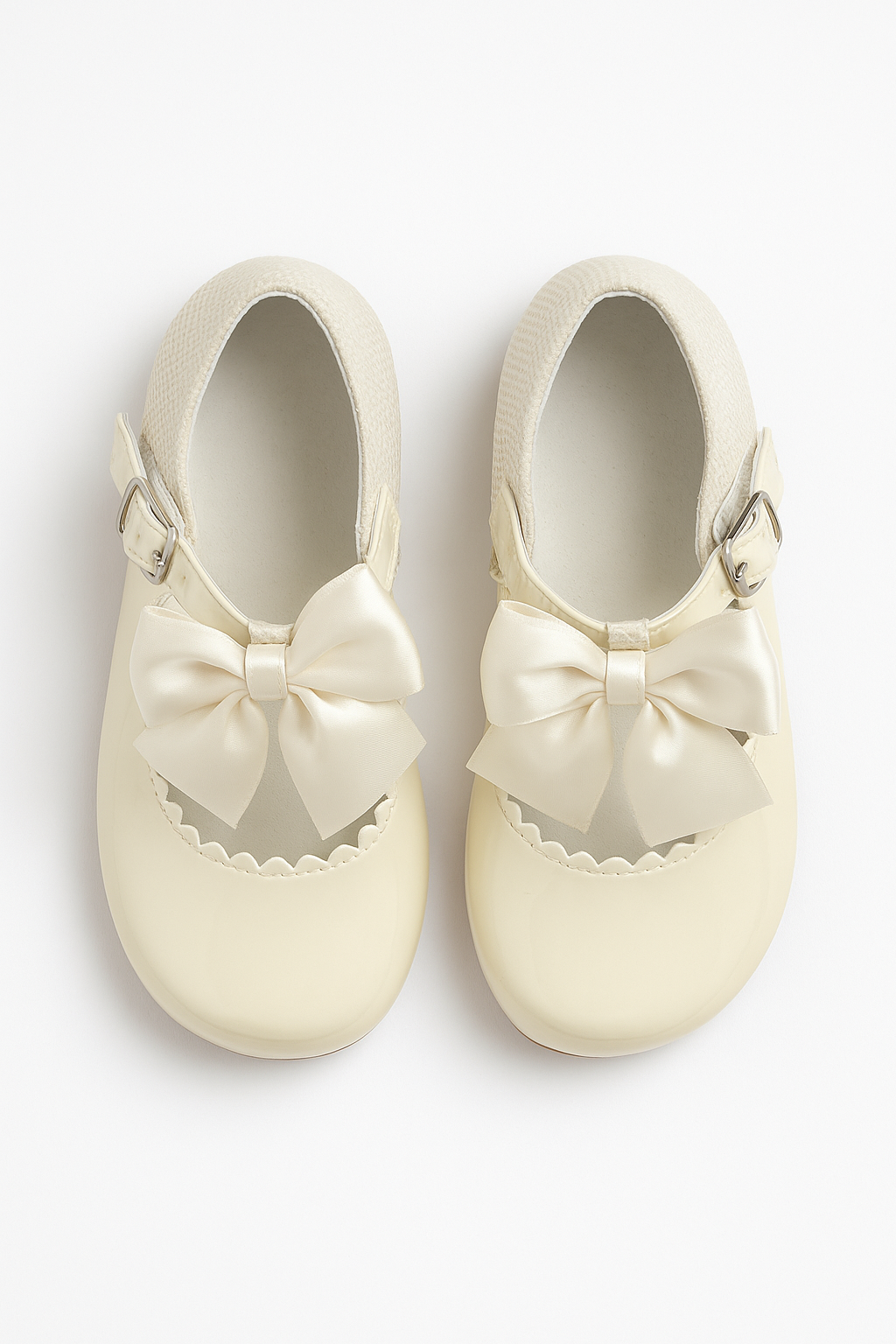 Girls Bow Patent Mary Jane Shoes – KRISTY - Cream Front Picture