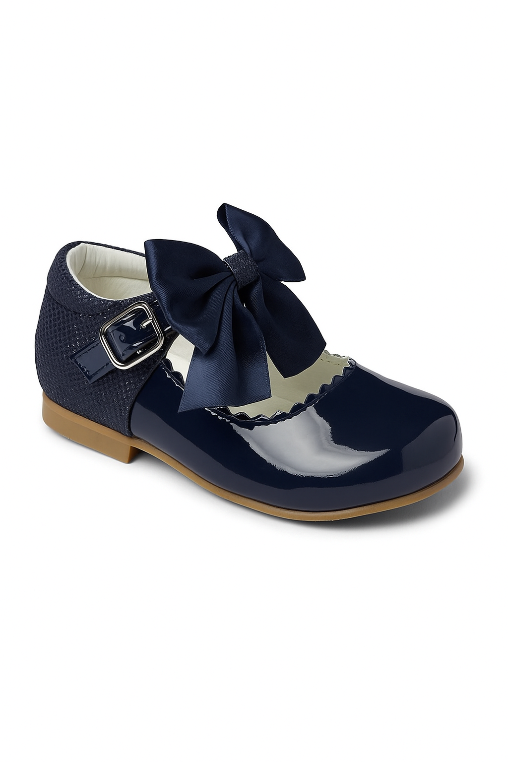 Girls Bow Patent Mary Jane Shoes – KRISTY - Navy Blue Side Picture