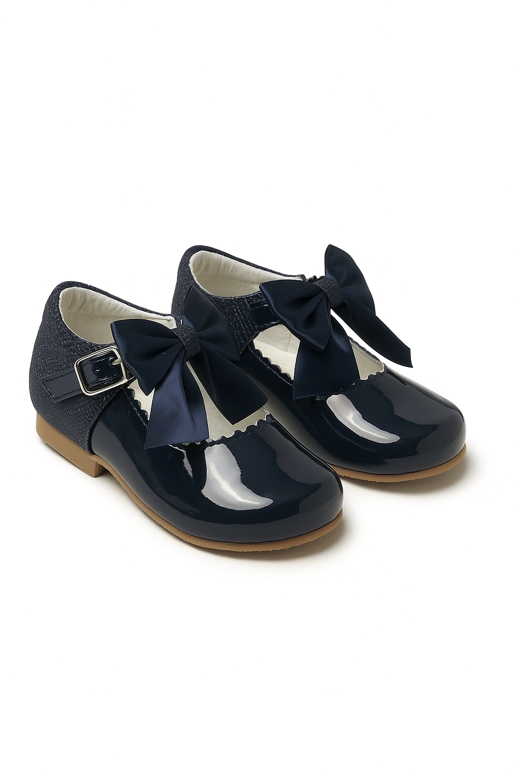 Girls Bow Patent Mary Jane Shoes – KRISTY - Navy Blue Pair Side Picture