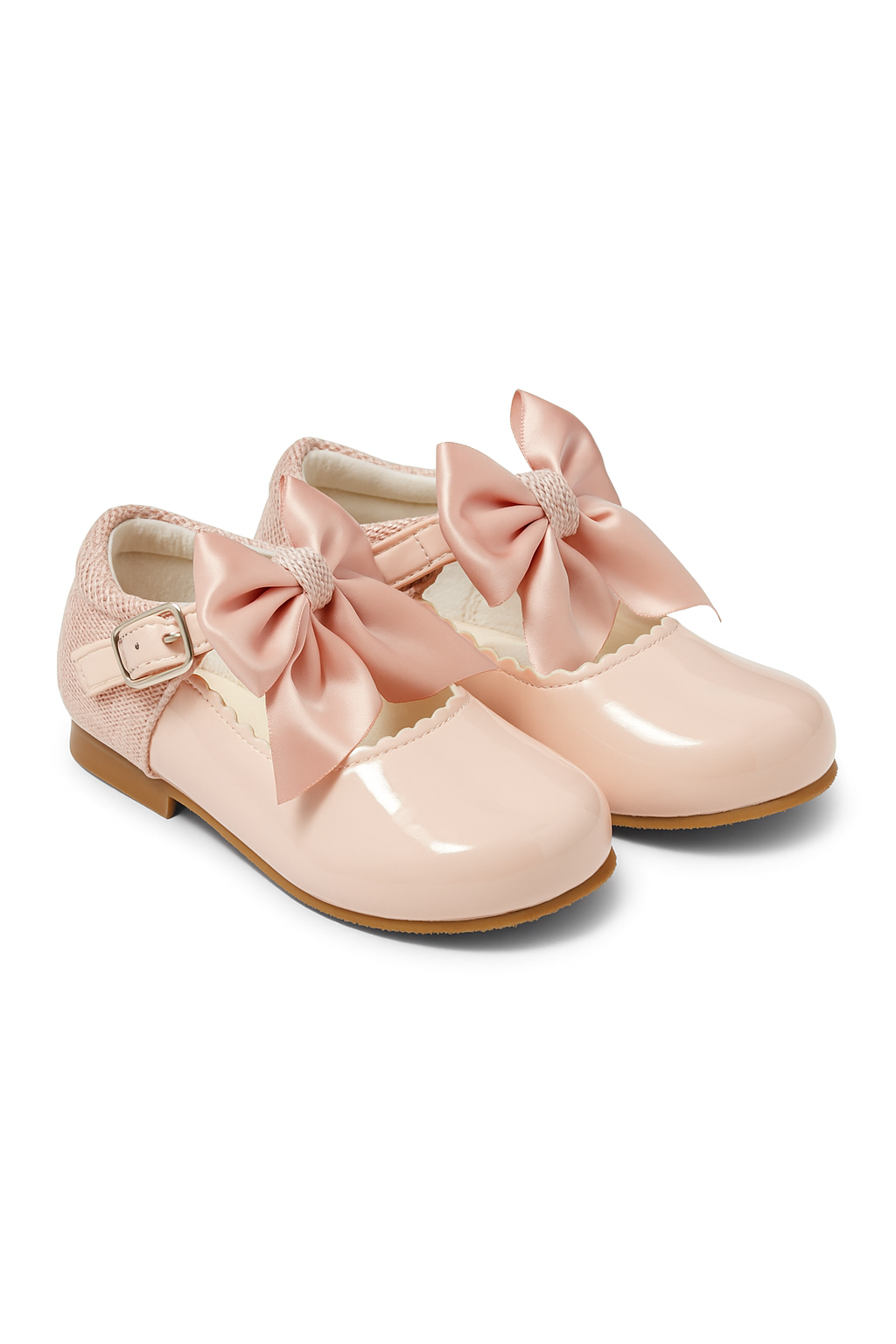Girls Bow Patent Mary Jane Shoes – KRISTY - Pink Pair Side Picture