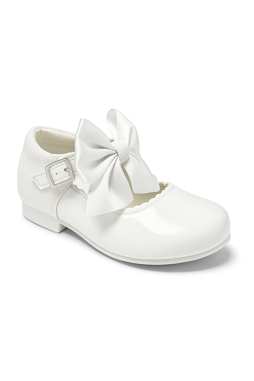 Girls Bow Patent Mary Jane Shoes – KRISTY - White Side Picture