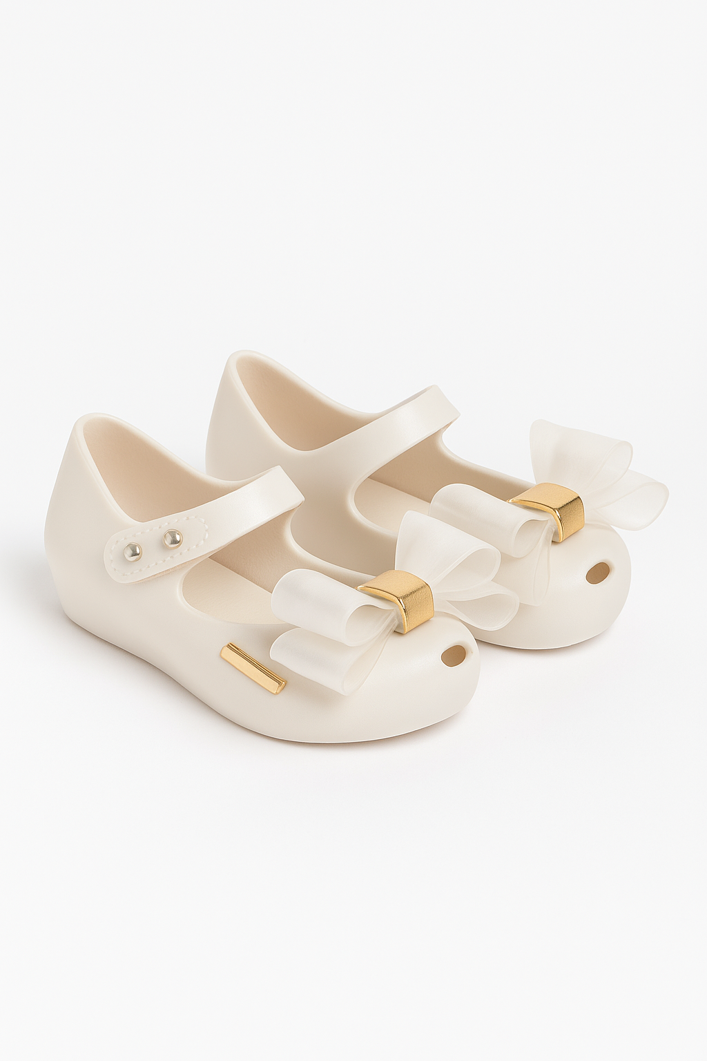 Girls Jelly Bow Shoes – ROXY - White Pair Side Picture