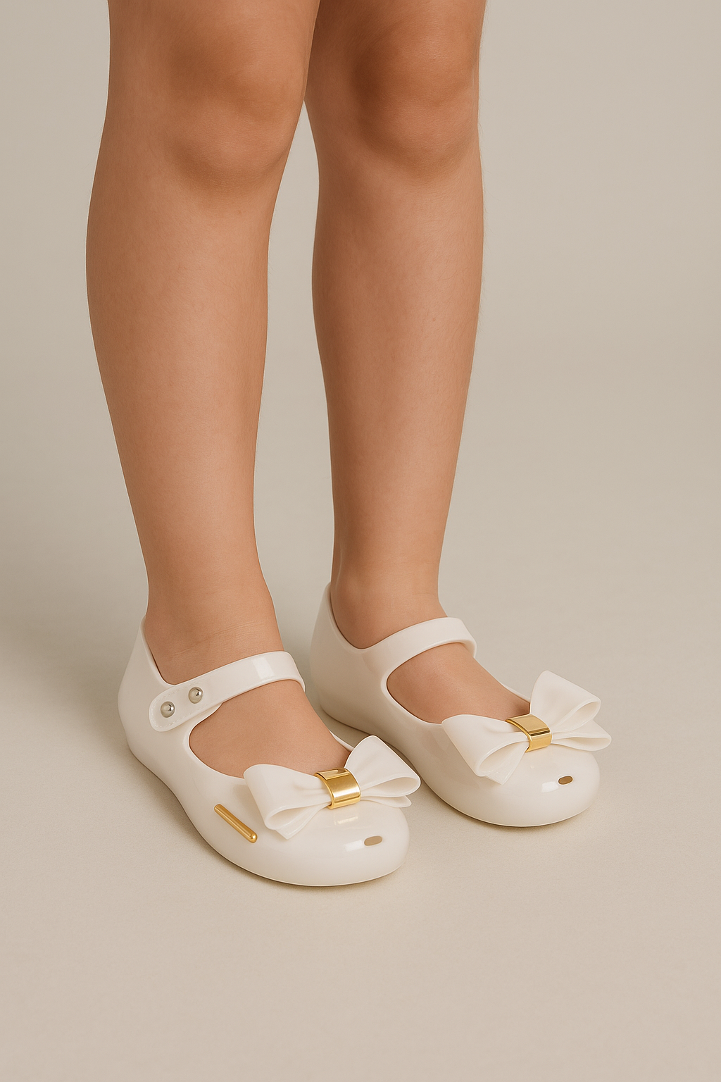 Girls Jelly Bow Shoes – ROXY - White Model Picture