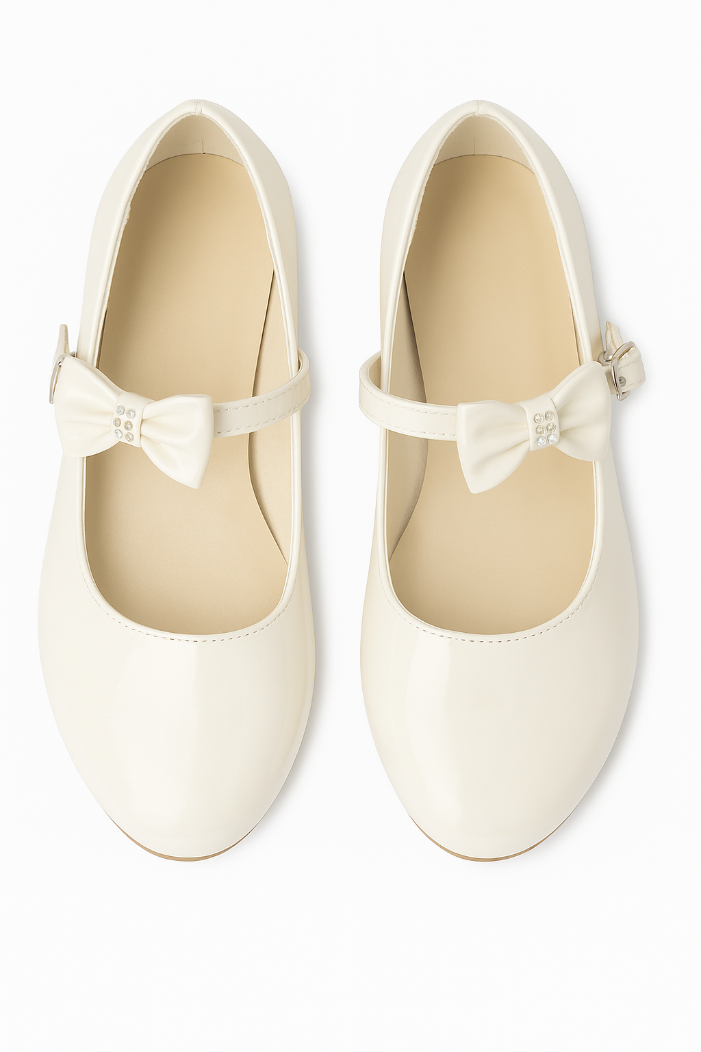 Girls Medium Heel Patent Mary Jane Shoes -DANIELLE - Ivory