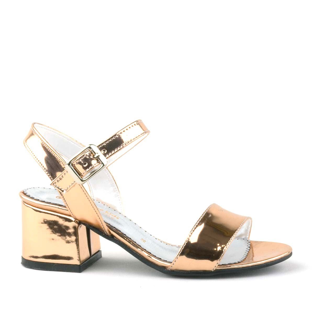 Sandales à talons blocs métalliques pour fille avec bride à la cheville - Poney - Doré
