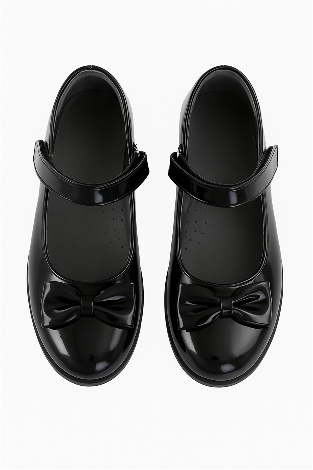 Girls Patent Flat Mary Jane Shoes - Black Front Picture
