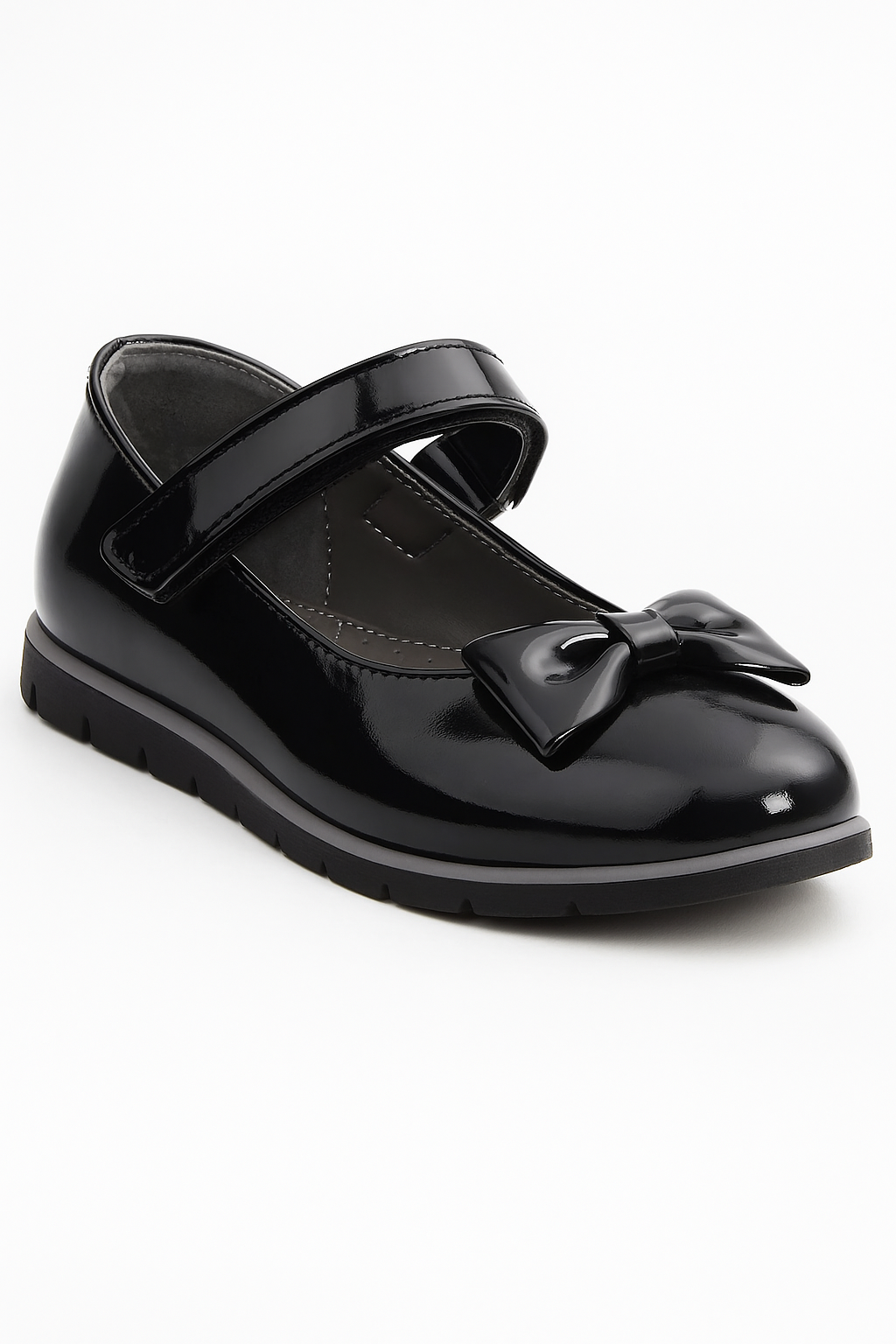 Girls Patent Flat Mary Jane Shoes - Black sIDE pICTURE