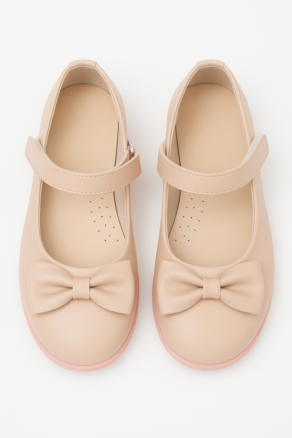 Girls Patent Flat Mary Jane Shoes - Pink Front Picture