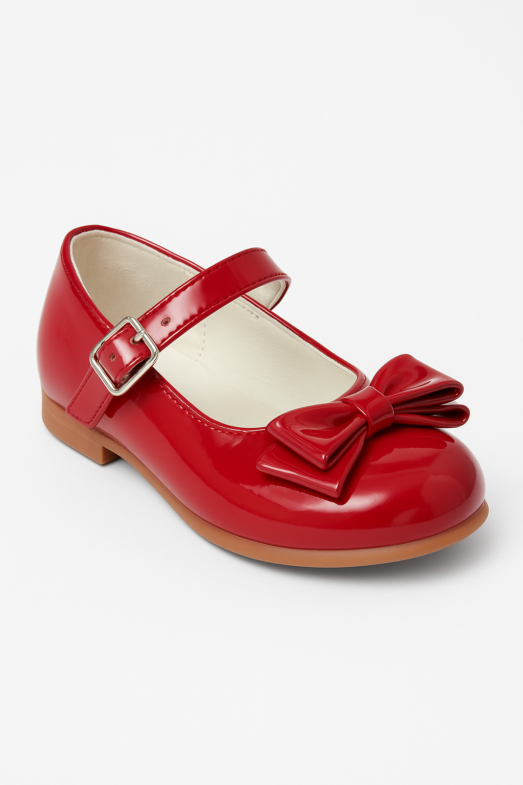 Girls Patent Mary Jane Shoes with Bow – LIYA - Red Side Picture