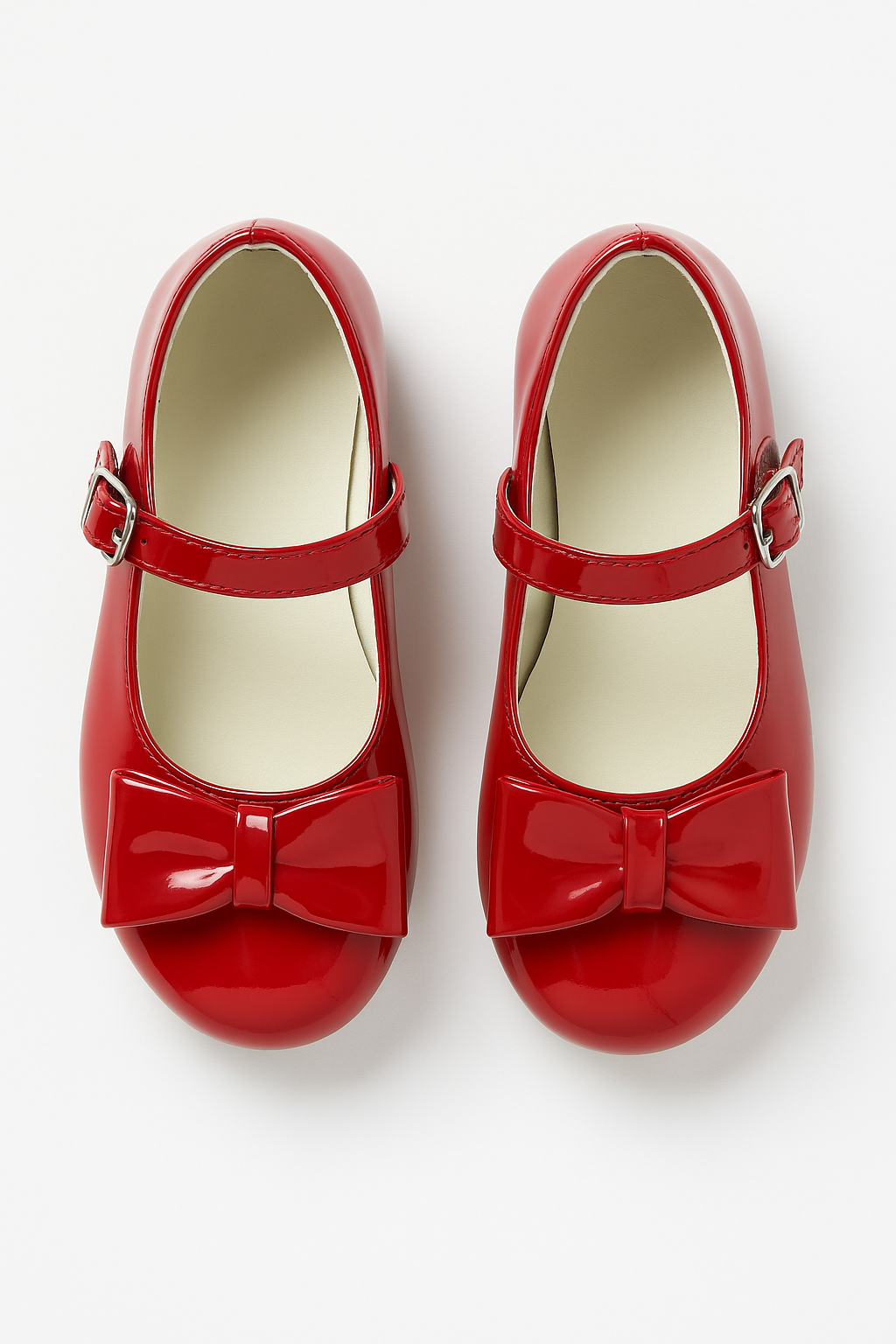 Girls Patent Mary Jane Shoes with Bow – LIYA - Red Front Picture
