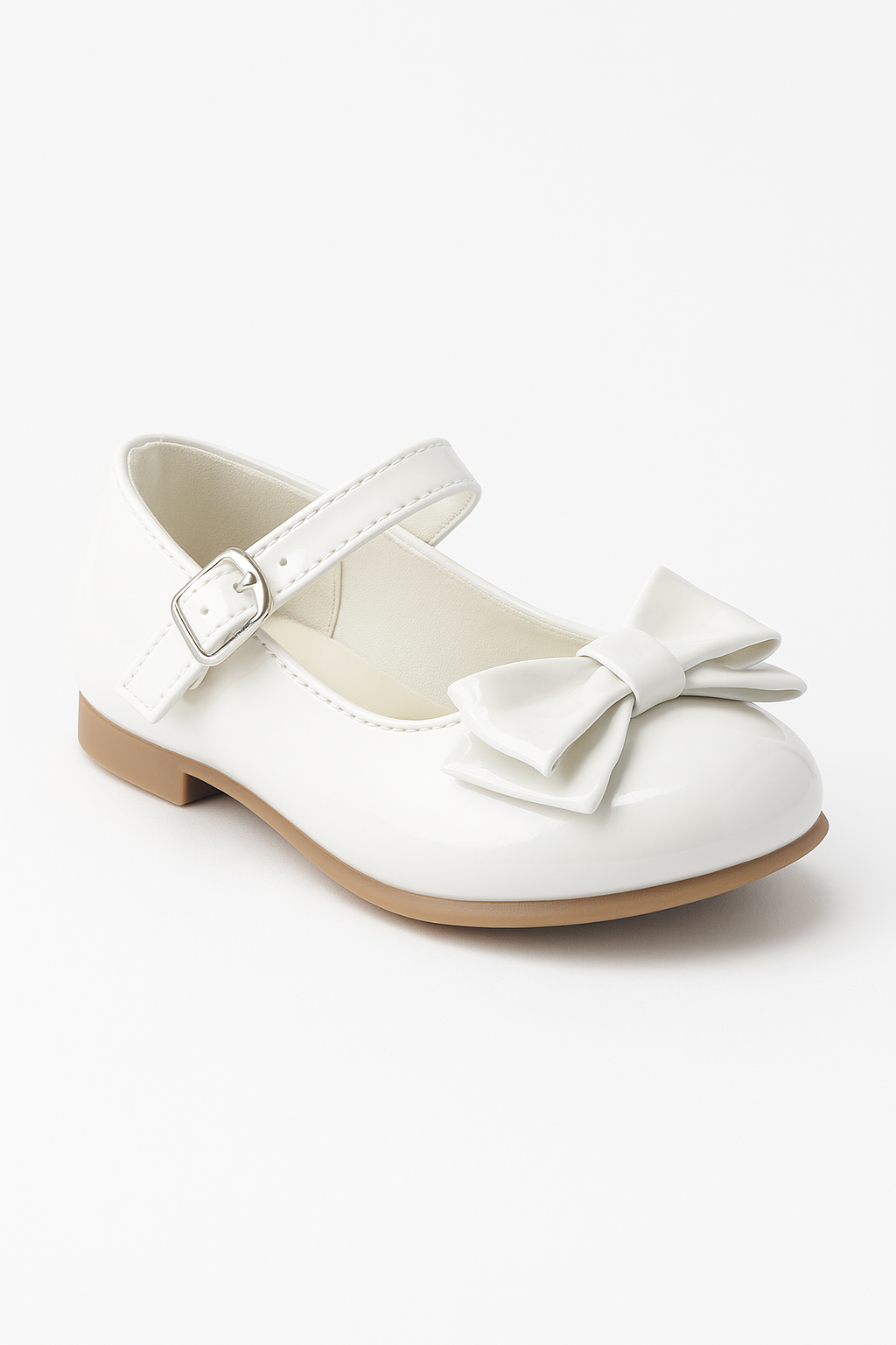 Girls Patent Mary Jane Shoes with Bow – LIYA - White Side picture