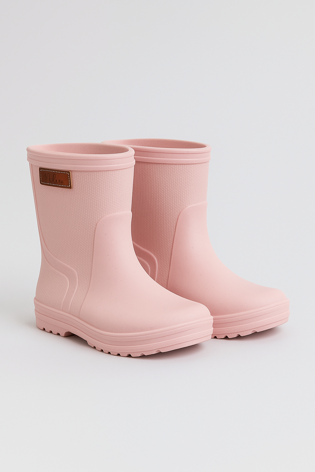 Girls Pull On Rain Boots - Angel  - Pink Pair Side Picture
