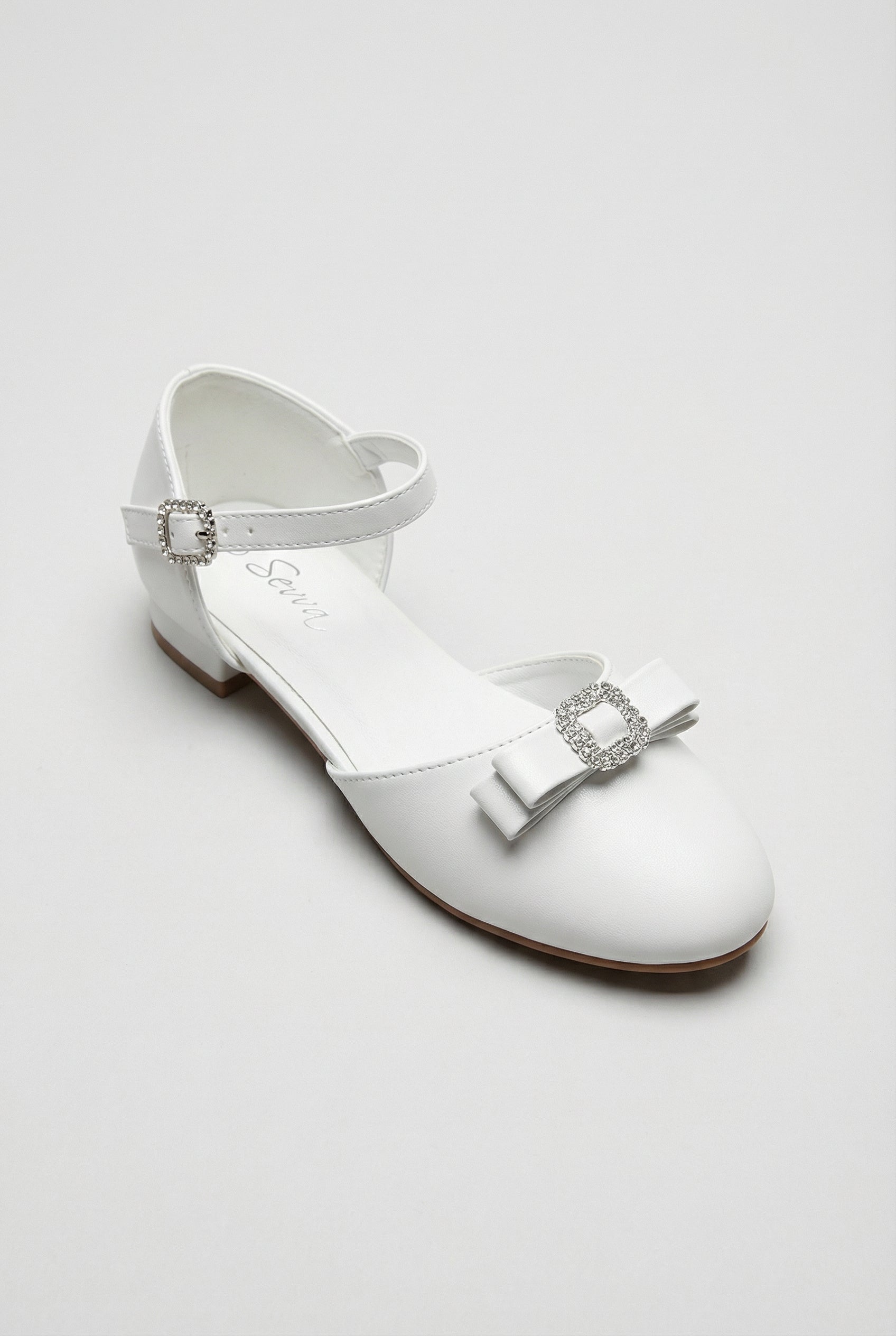 Girls White Mary Jane Shoes with Bow - Nova Side Picture