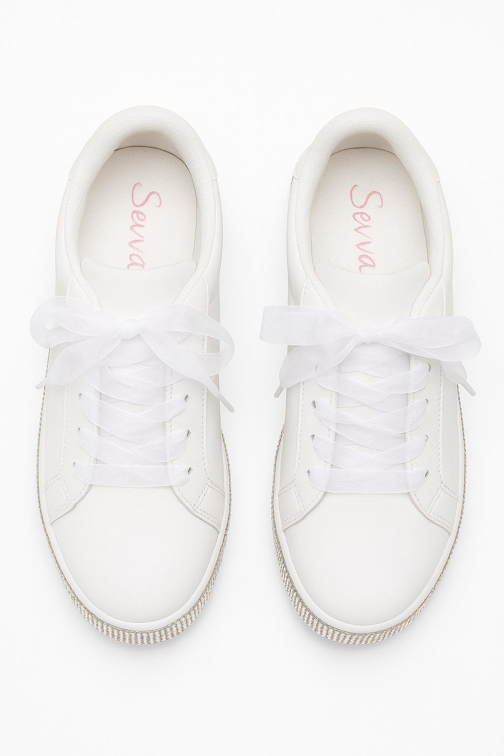Girls White Rhinestones Platform Sneakers – WITNEY - White Front Picture