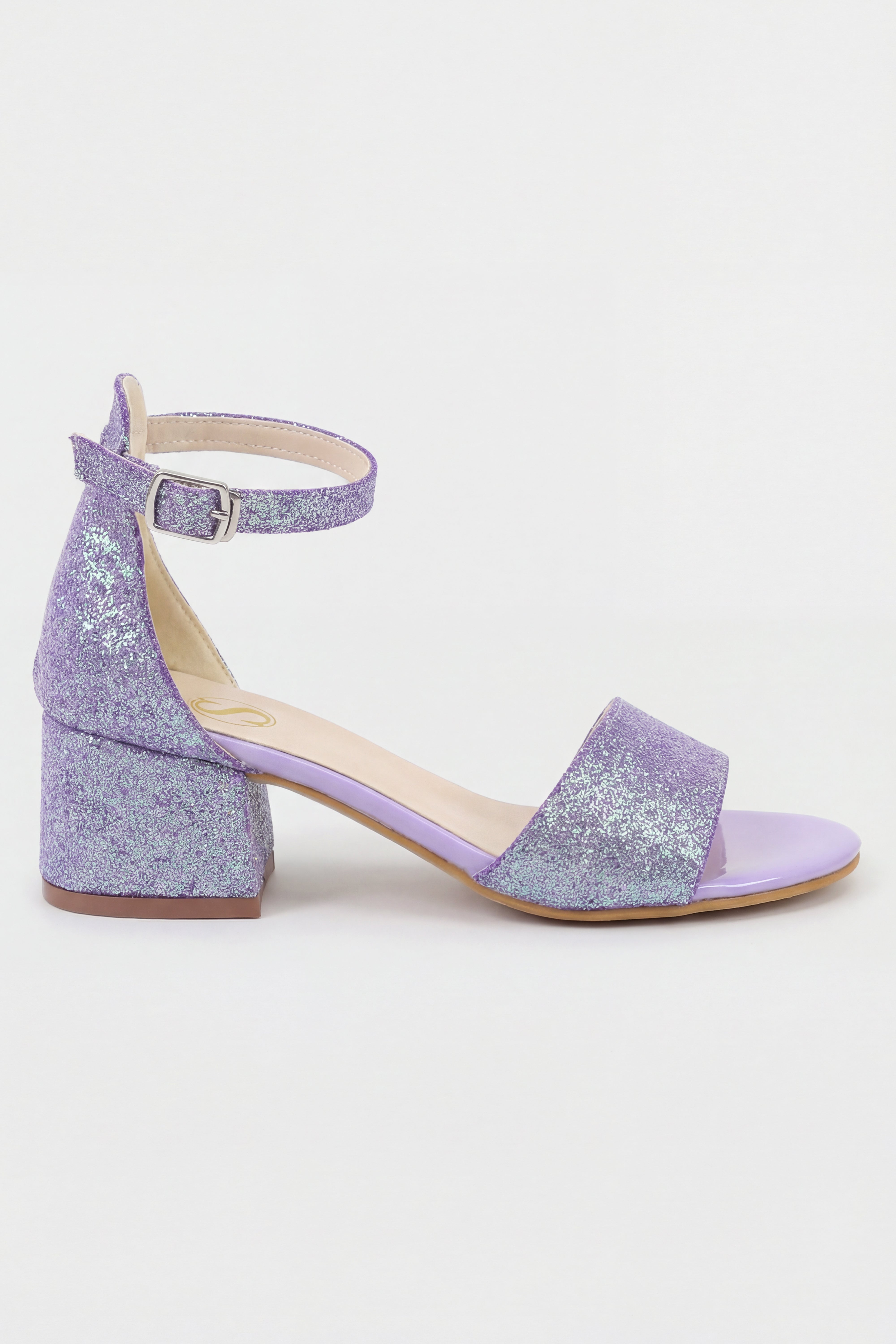 Sandalias de tacón bloque con correa en el tobillo para niñas - SPARKLE - Morado