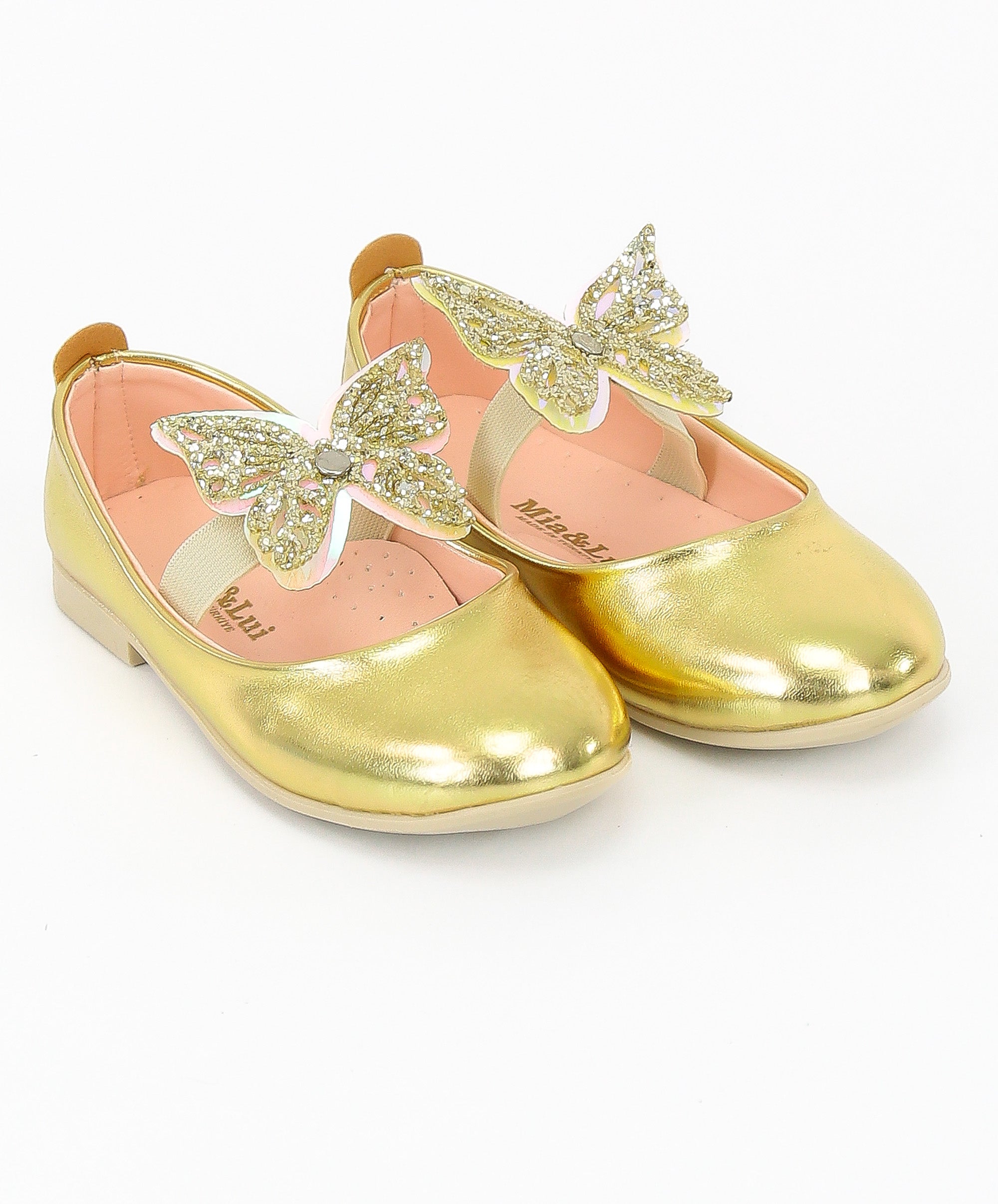 Chaussures Ballerines à Bride Papillon Plates pour Filles - Or