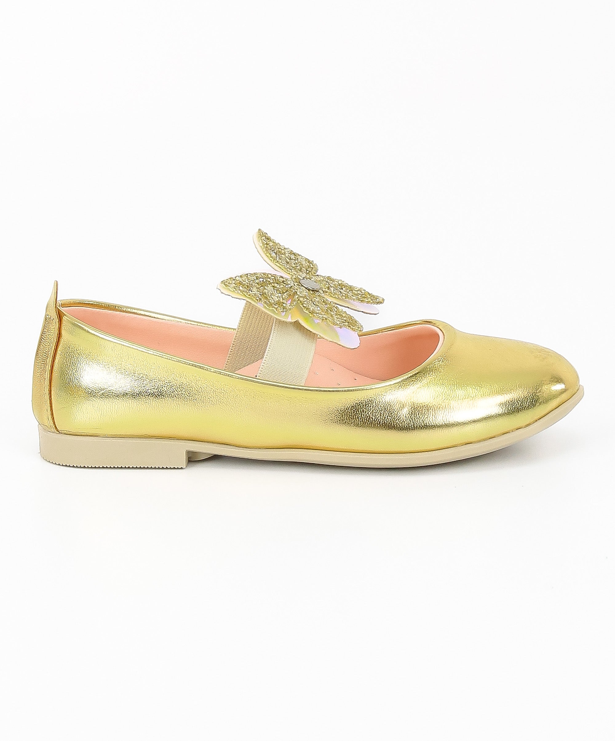 Chaussures Ballerines à Bride Papillon Plates pour Filles - Or
