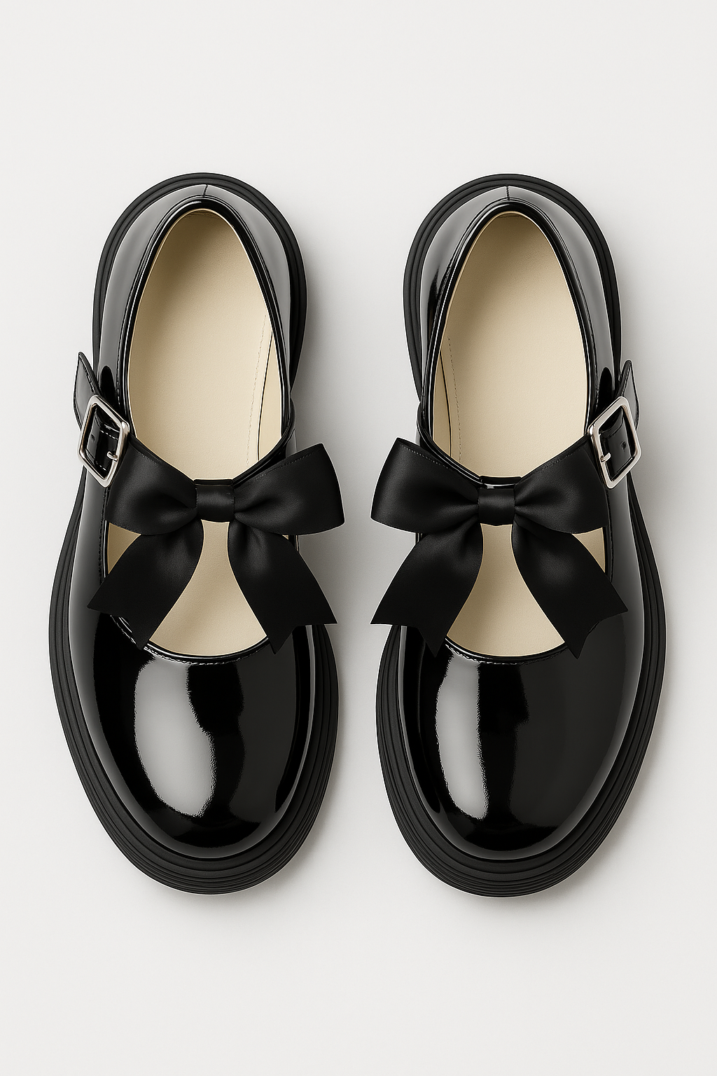 Girls Black Patent Mary Jane Shoes with Satin Bow