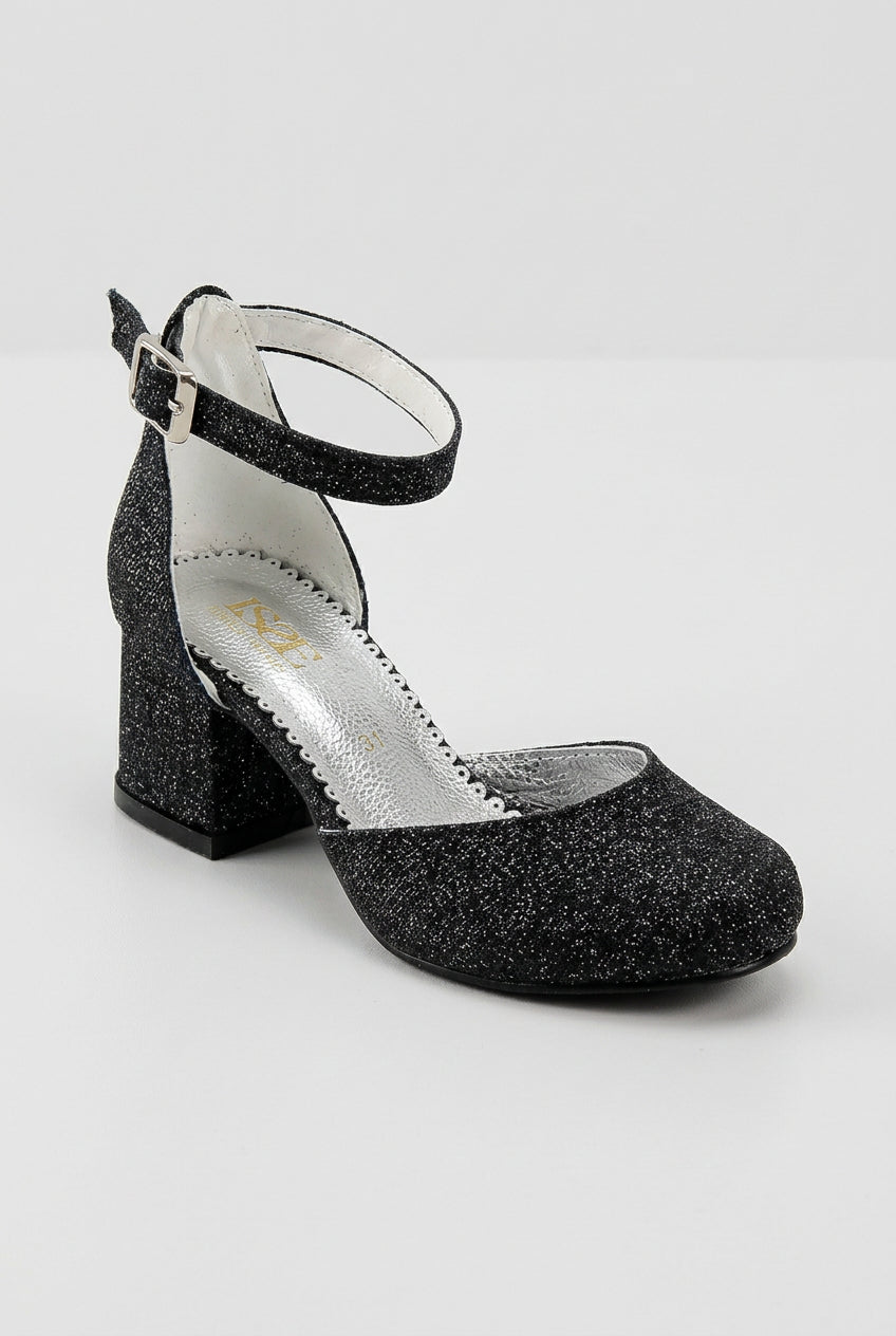 Mädchen Blockabsatz Glitzernde Mary Jane Schuhe - OMBRA - Schwarz