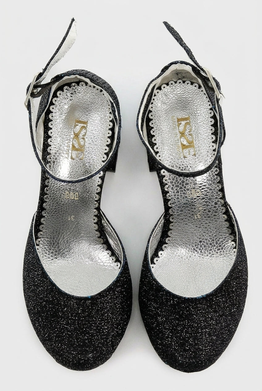 Mädchen Blockabsatz Glitzernde Mary Jane Schuhe - OMBRA - Schwarz