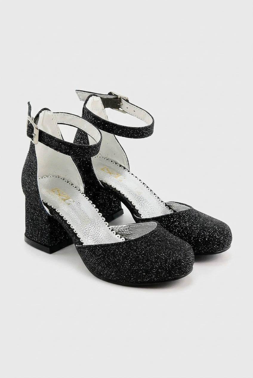 Chaussures Mary Jane à talons carrés et paillettes pour filles - OMBRA - Noir