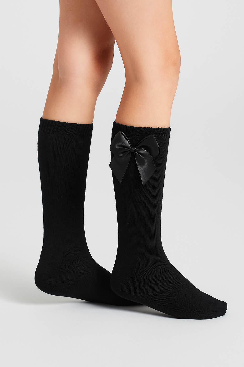 Girls' Bow Knee-High Dress Socks - VICTORIA - Black