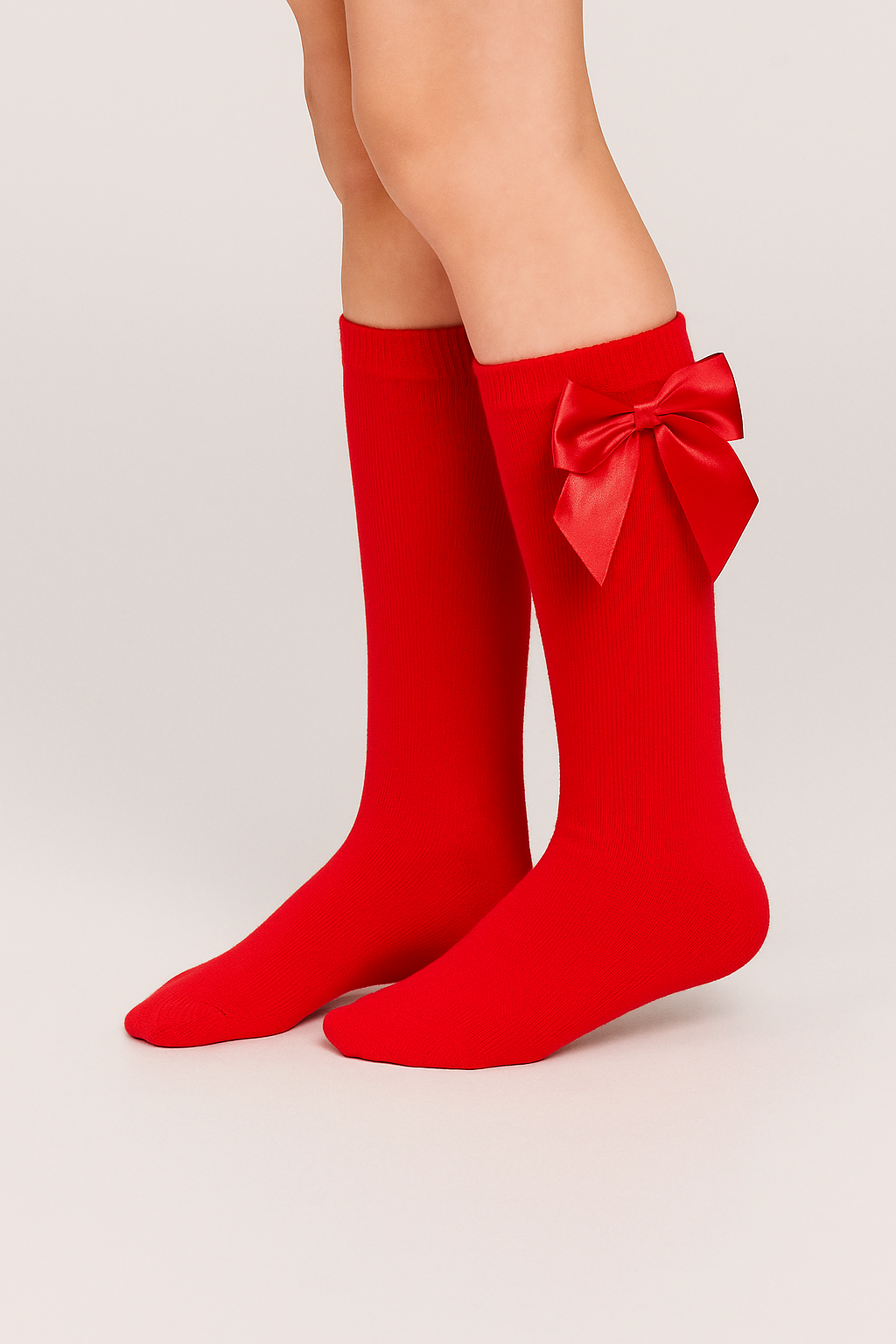 Girls' Bow Knee-High Dress Socks - VICTORIA - Red