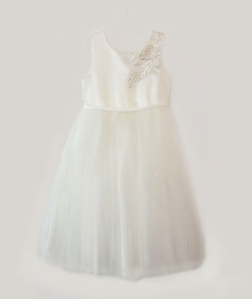 Girls’ Ivory Satin & Tulle Dress - Kelly