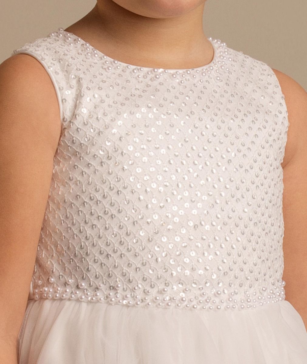 Girls’ Ivory Sequin & Tulle Dress - Danna Detail Picture