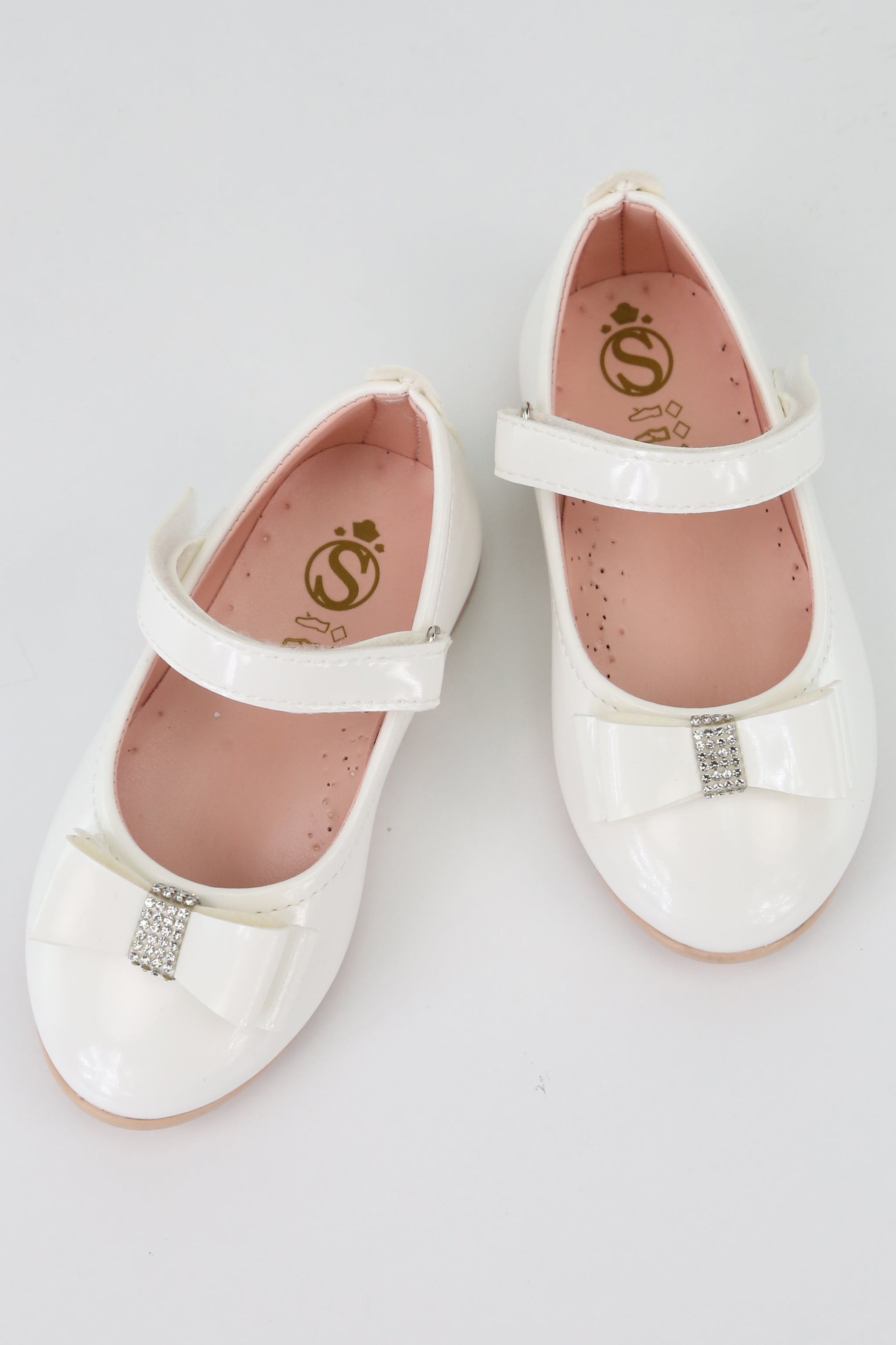Girls Mary Jane Flat Patent Dress Shoes LAYLA - Off white