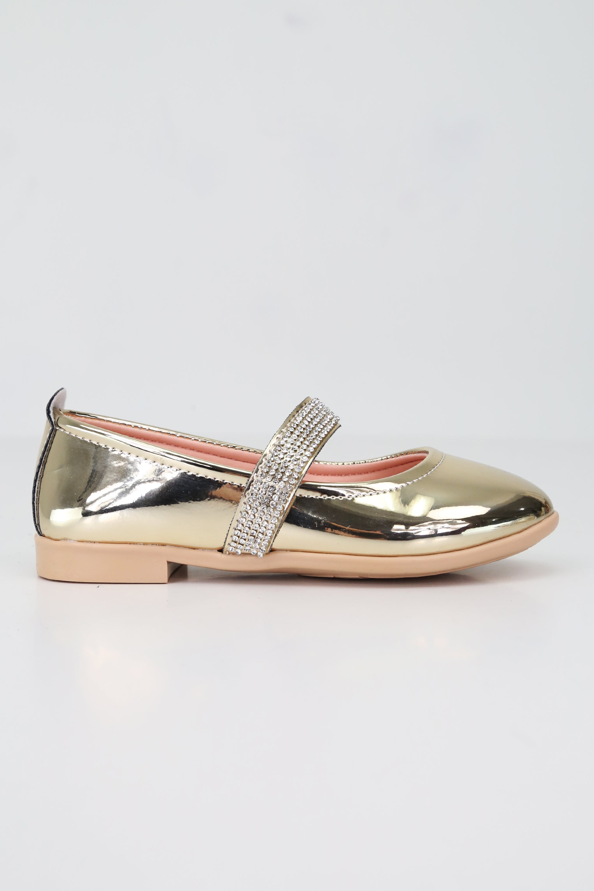 Girls Rhinestone Patent Mary Jane Shoes - ARWEN - Gold