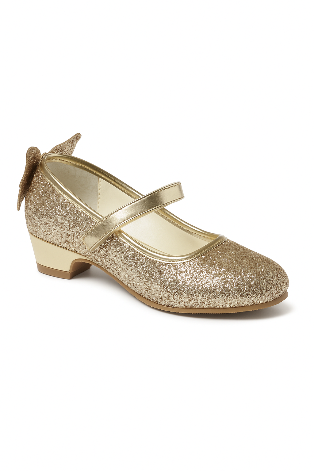 Girls' Sparkly Medium Heel Mary Jane Ankle Strap Shoes - ANNA - Gold Side Picture